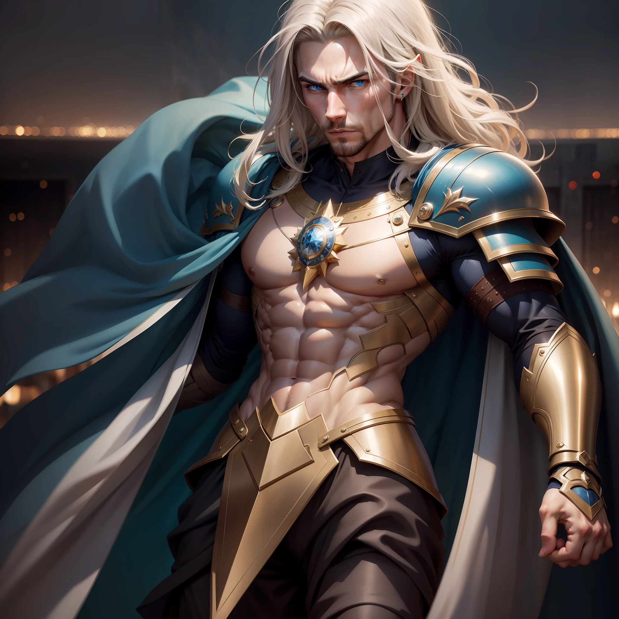 Sharp focus: 1.2, a man with perfect body, blue eyes, masculine, muscles