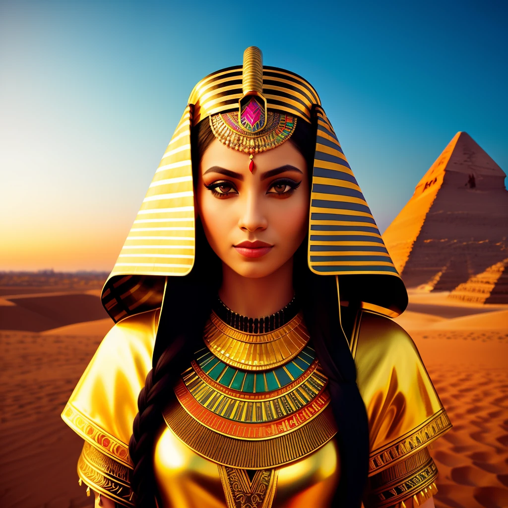portrait of (lonely)) Egyptian in elegant tribal outfit with intricate elements, ancient city background, maximum detail, cinematography, saturation, cinematic composition, cinematic lighting, (contour lighting: 1.3 ), color correction, focus, HDR (complex details: 1.25, hyperdetail: 1.2)