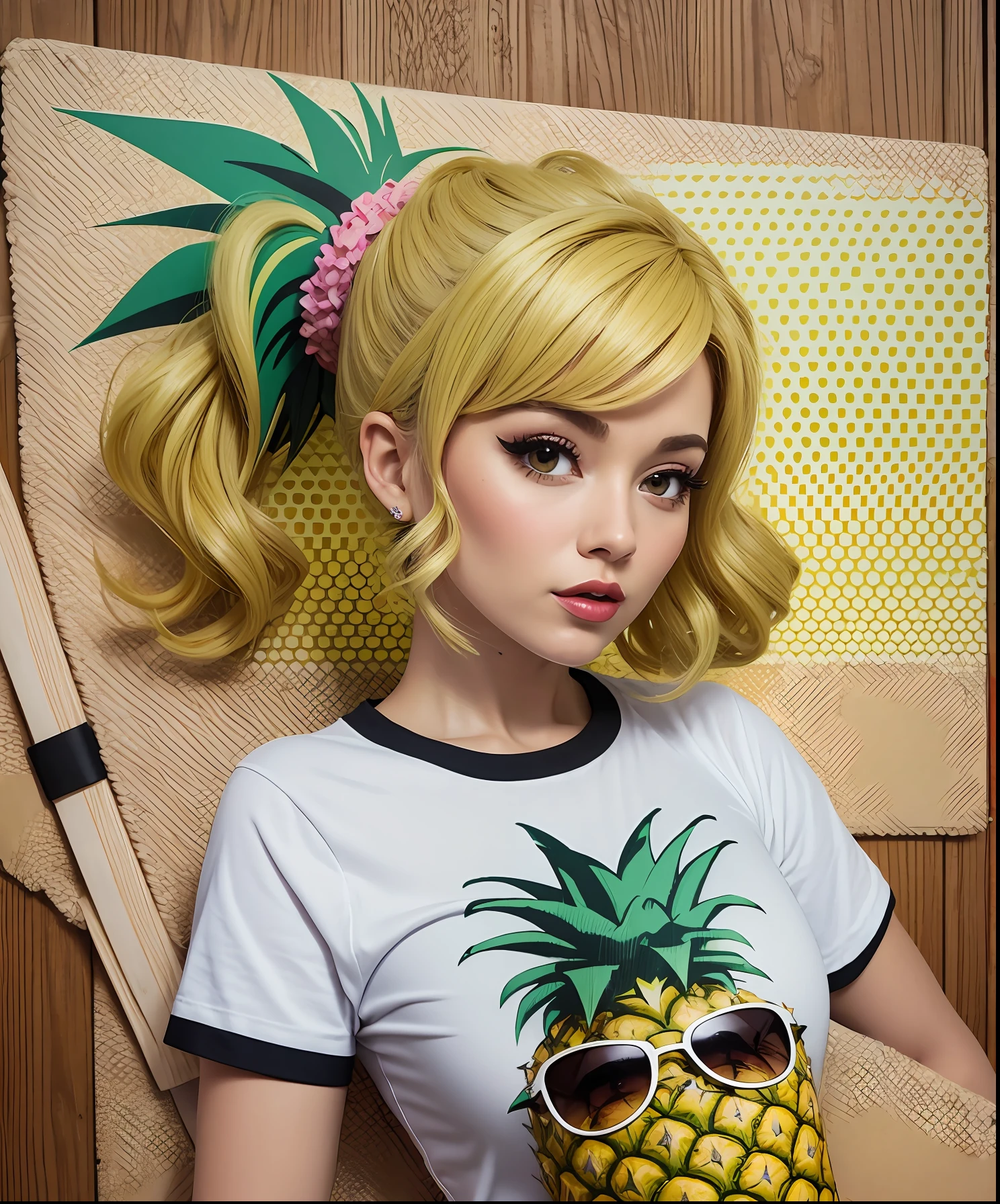 pineapple textured pop art T-shirt sexy bitch milf --auto --s2