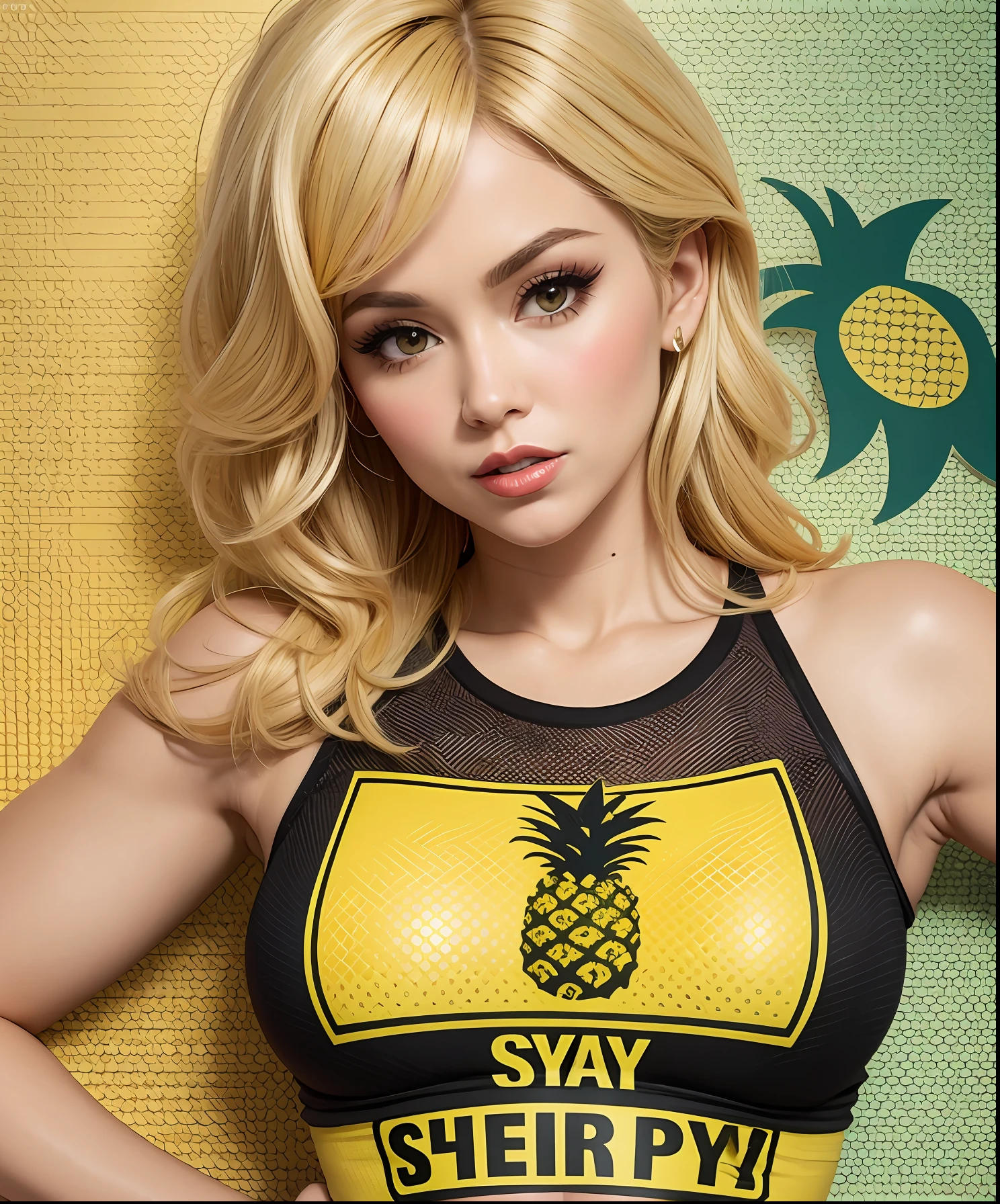 pineapple textured pop art T-shirt sexy bitch milf --auto --s2