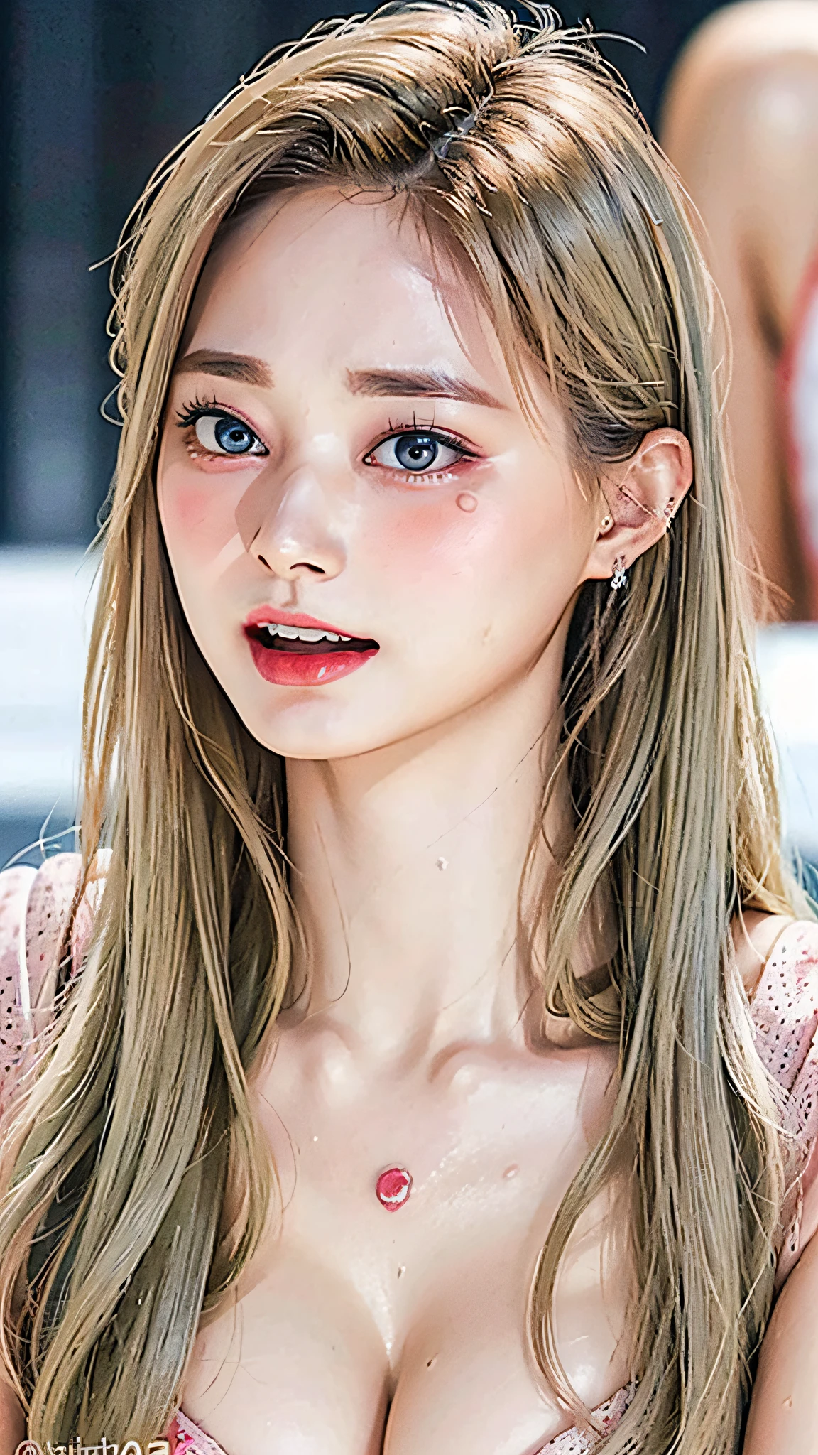((top quality, 8k, masterpiece: 1.3)), ((ahegao, blush, sweat, open mouth, rolling eyes, tears, tongue out)), beauty, 1 girl, beautiful: 1.3, slender abs: 1.1, ,white wavy hair, ultra detailed face, highly detailed lips, detailed eyes, double eyelids