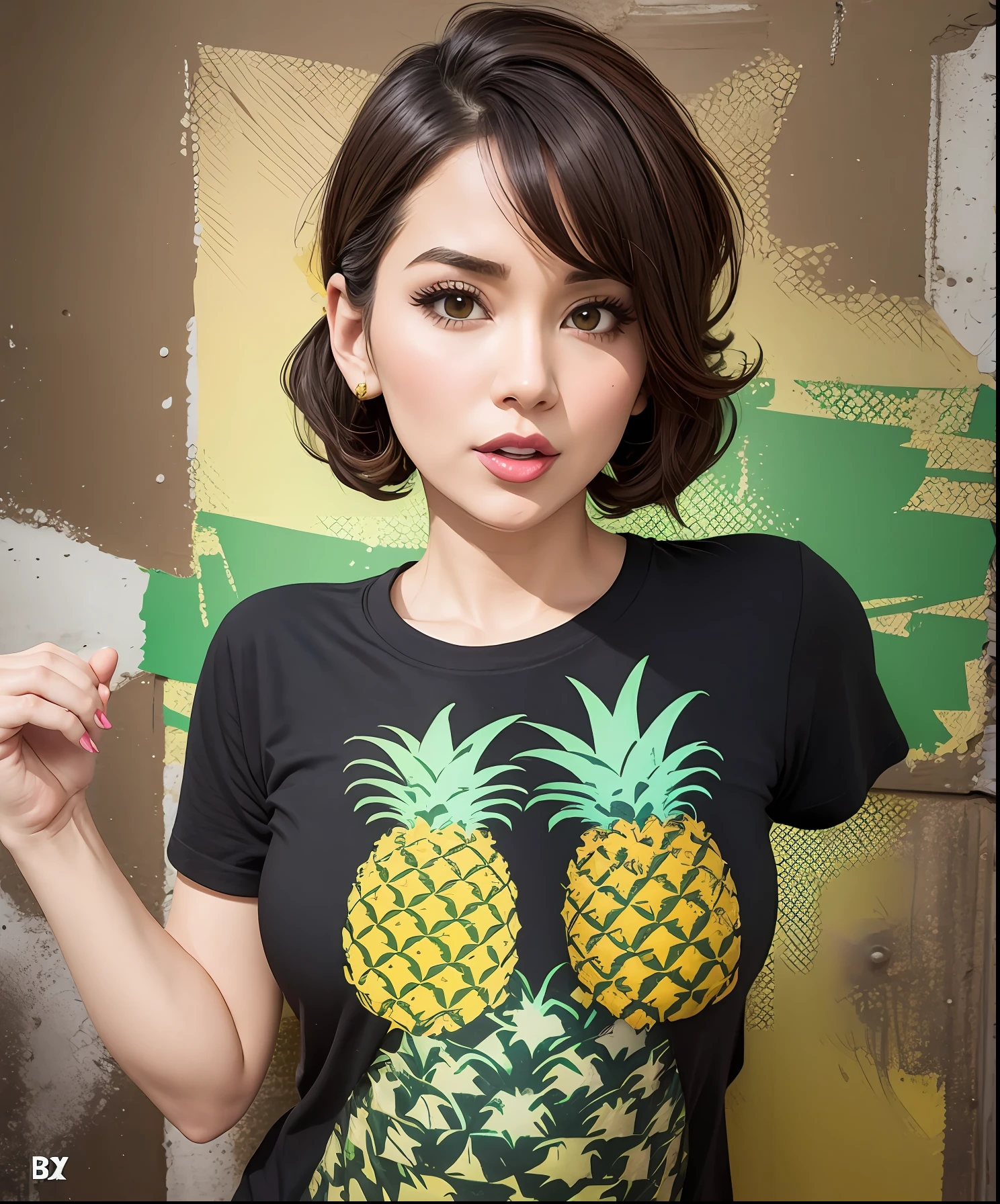 pineapple textured pop art T-shirt sexy bitch milf --auto --s2