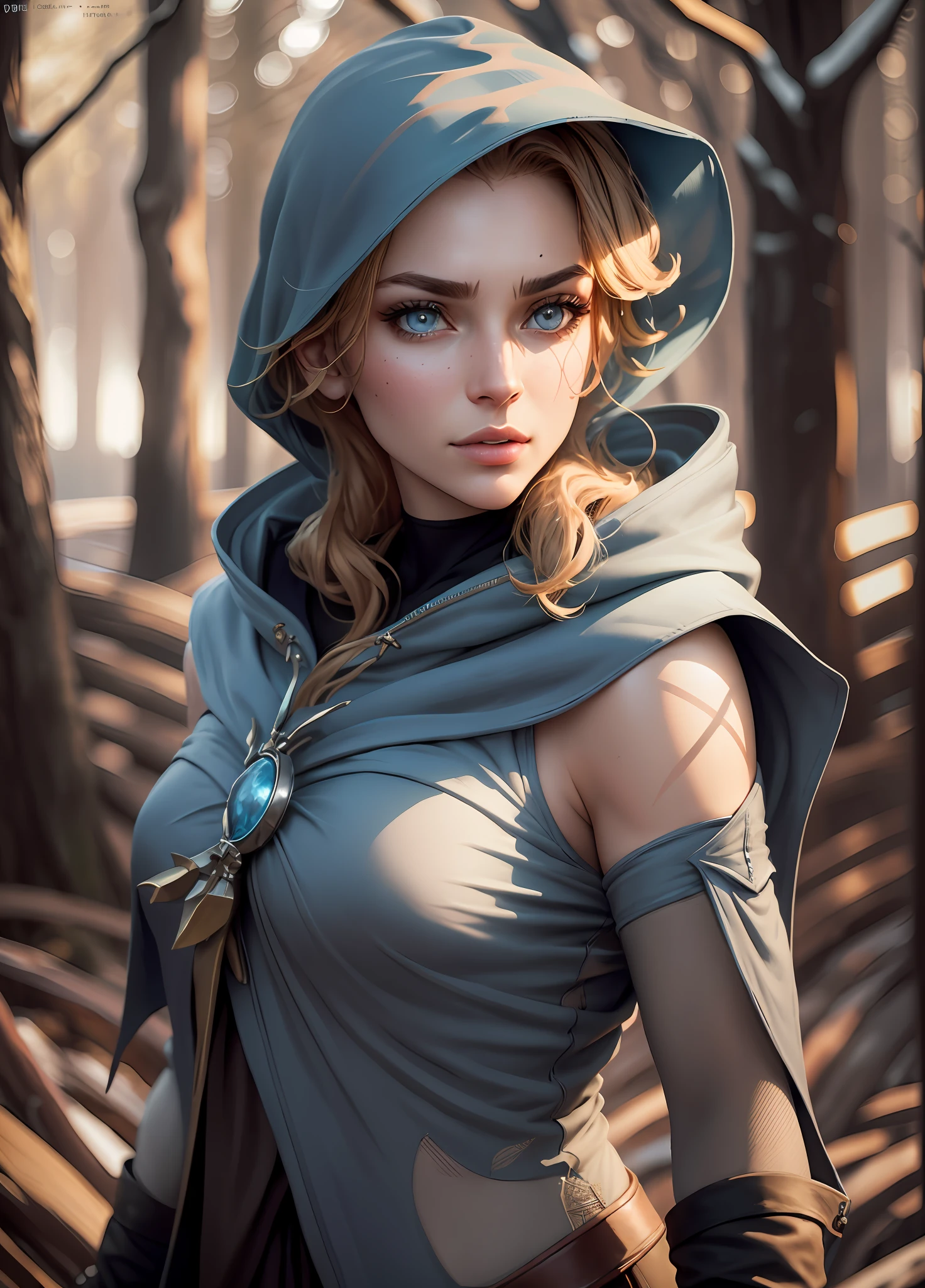 syphabelnades, light blue hood, cover ,, (masterpiece, best quality: 1.4), (modern days), (cowboy shot), 1girl, solo, pov, sfw, stunning girlfriend, (standing: 1.1), dynamic pose, heart-shaped face, elegant face, beautiful face, highly detailed face, highly detailed skin, skin pores, subsuperficial spreading, realistic pupils, medium chest, looking at the viewer, full face blush,  full lips,full body walking in a shadowy forest with many shows in the background, depth of field, atmospheric perspective, volumetric lighting, sharp focus, absurdities, realistic proportions, good anatomy, full body showing, seductive, (realistic, hyperrealistic: 1.4), 16k hdr,