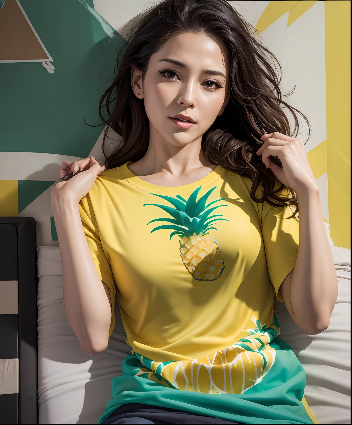 pineapple wet throw T-shirt sexy bitch milf, photo realistic, 4k --auto --s2