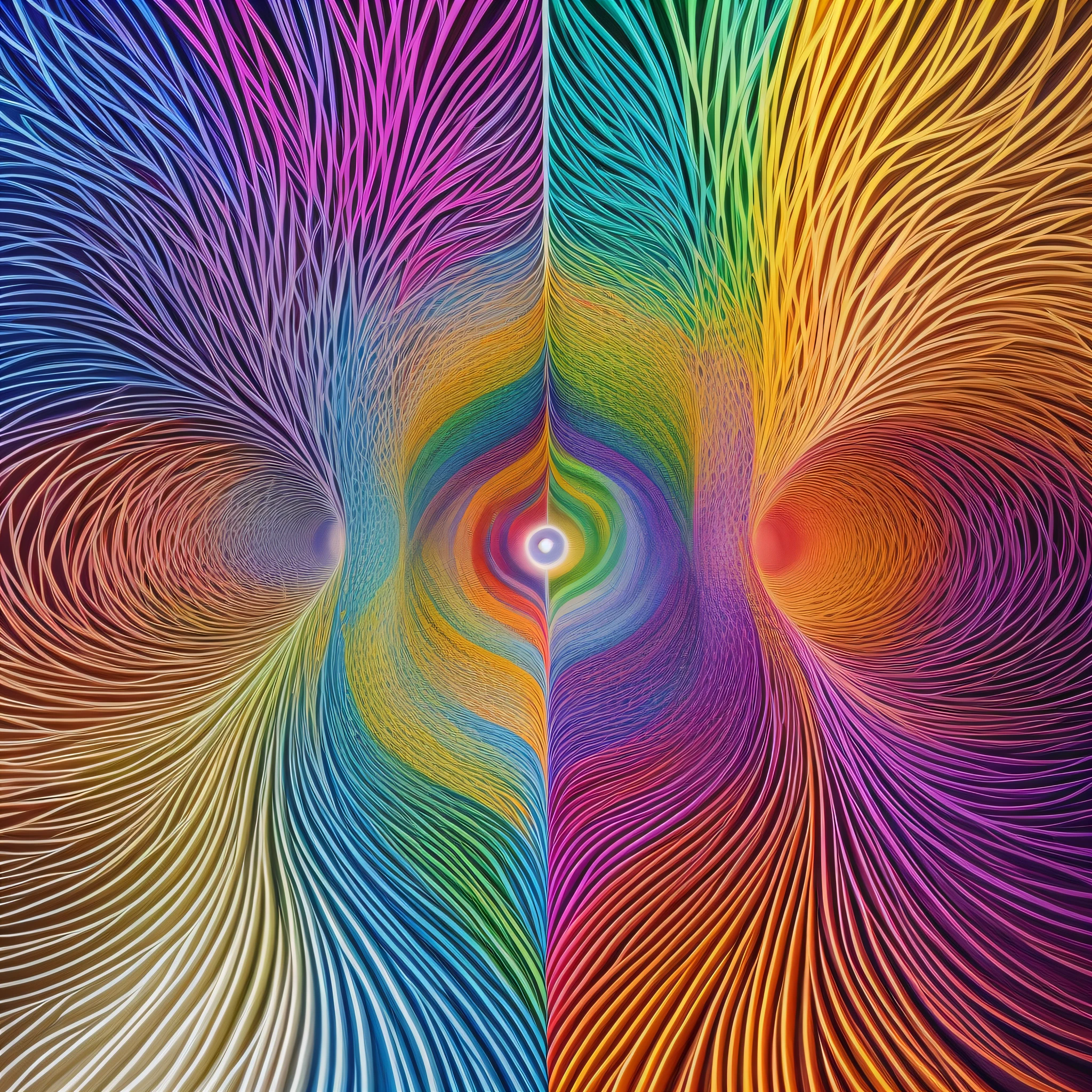 art similar to Alex Grey's art, lots of saturation in colors, woman connecting to trees, vortex, ultra realistic --auto --s2