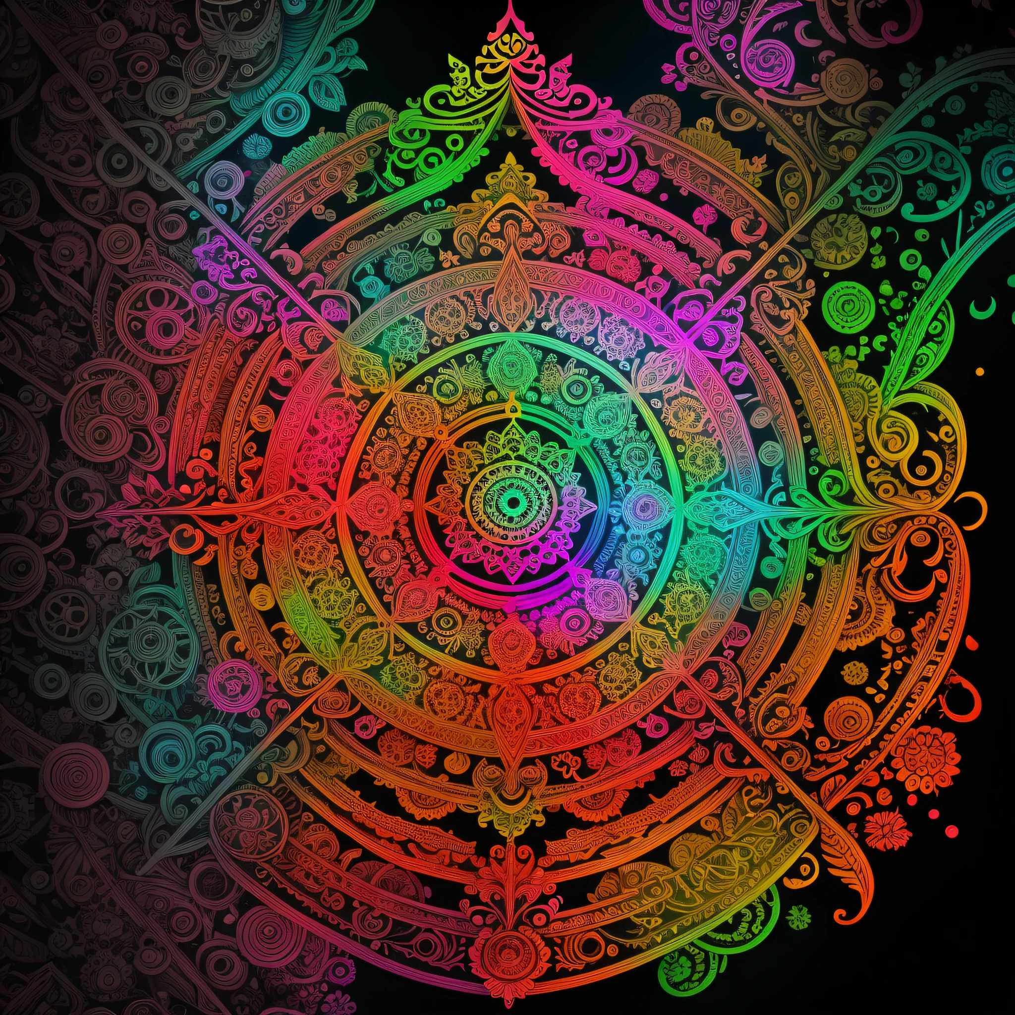 orp of woman over 26 years of age, back, saturated colors, psychedelic image, , mandala, fractral, fantasy, tattoo, duplicate --auto --s2