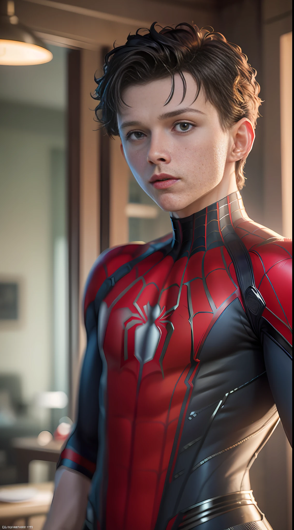 (masterpiece, best quality, ultra-detailed photo-realistic depiction, 8k), (Tom Holland) Spiderman