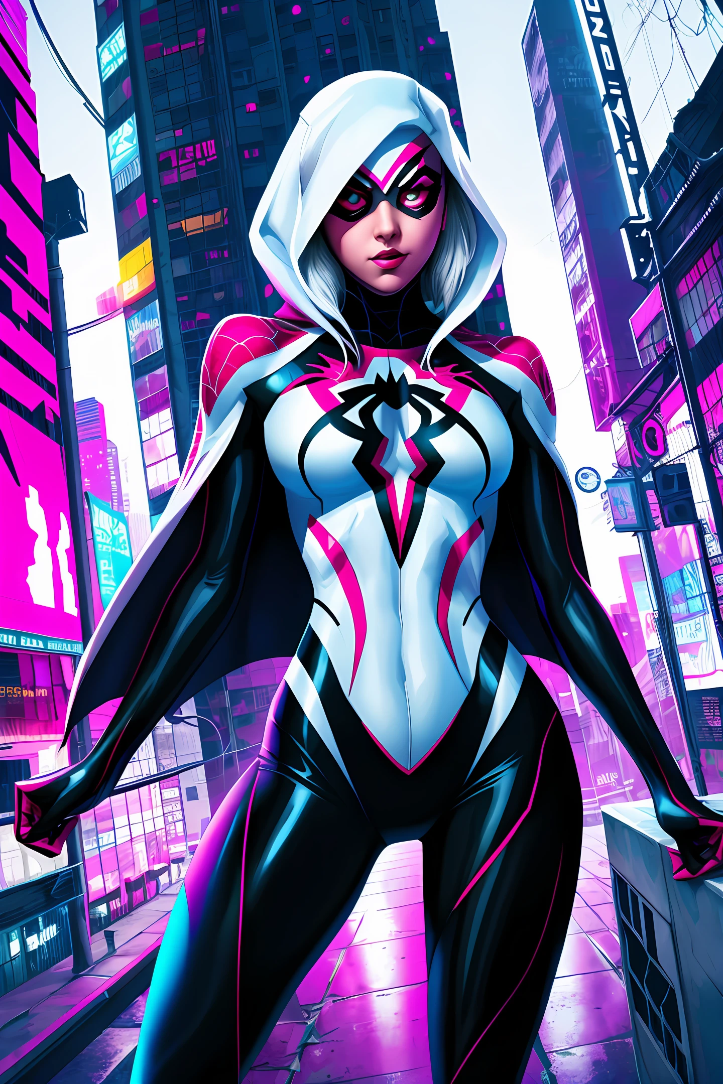 Spider Gwen, Estilo CyberPunk, 8K HDR