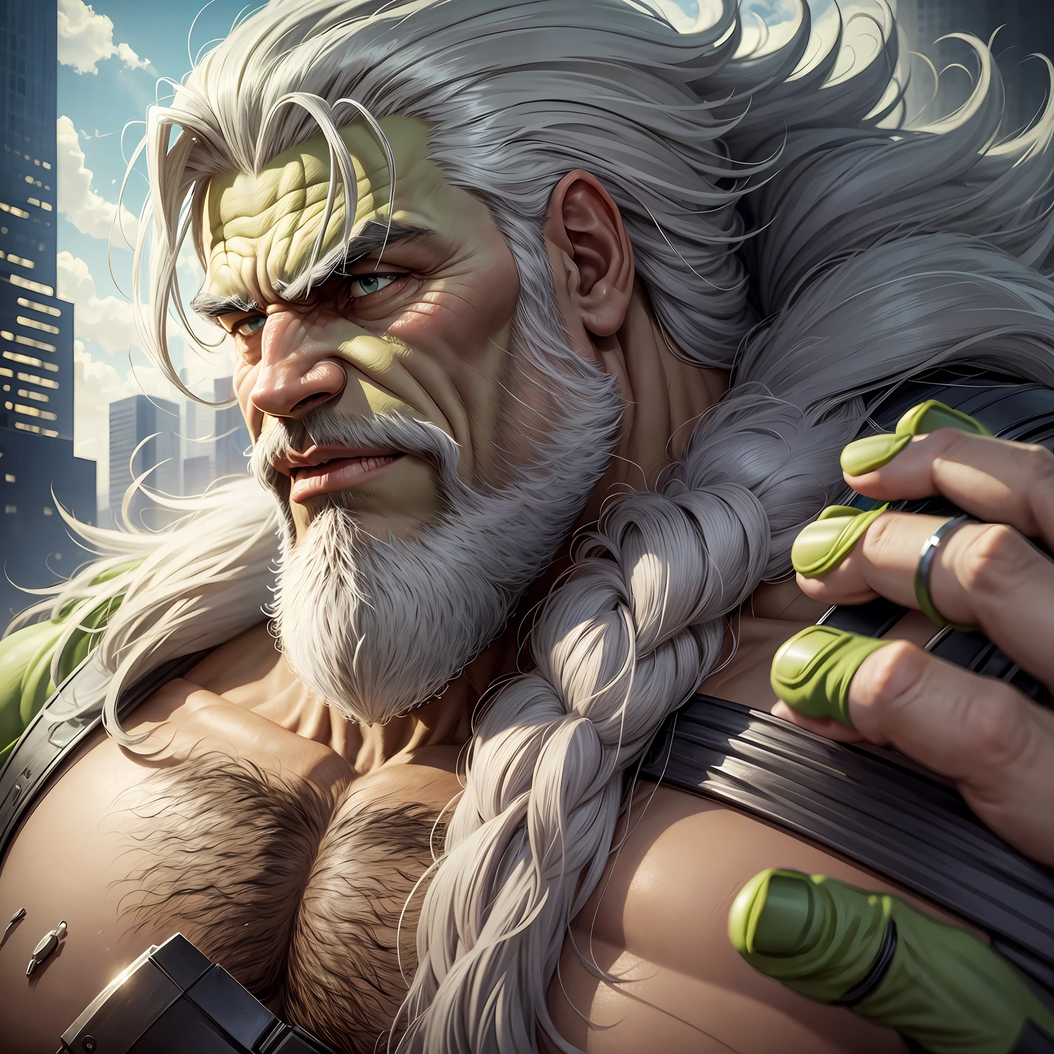 the amazing Hulk with gray hair and beard --auto --s2