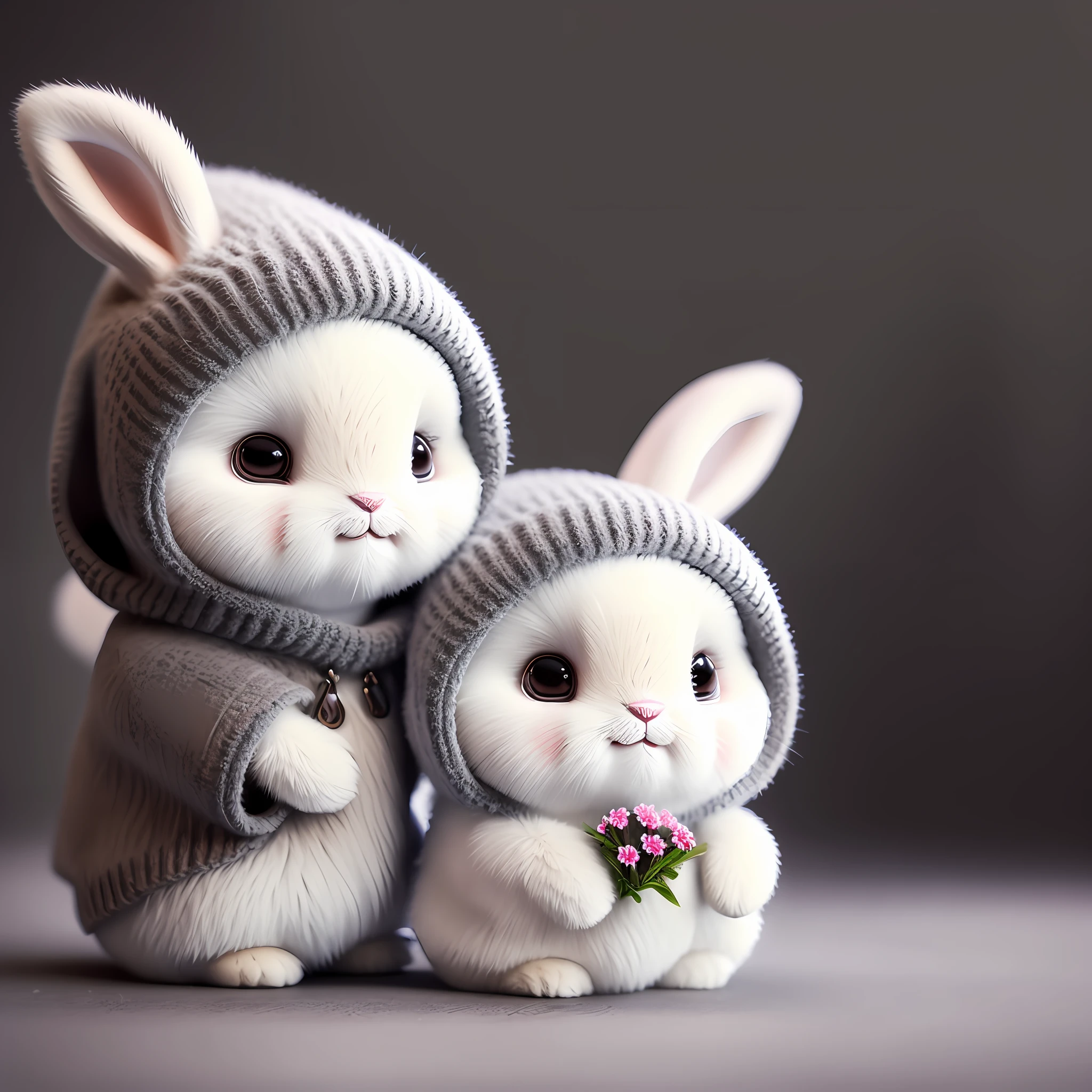 bunny, blur, bunny, flower, nature, no_humans, depth of field, to8contrast style, DARK_Glam, wearing DRK_Glam, deep shadows, (dark: 1.4)