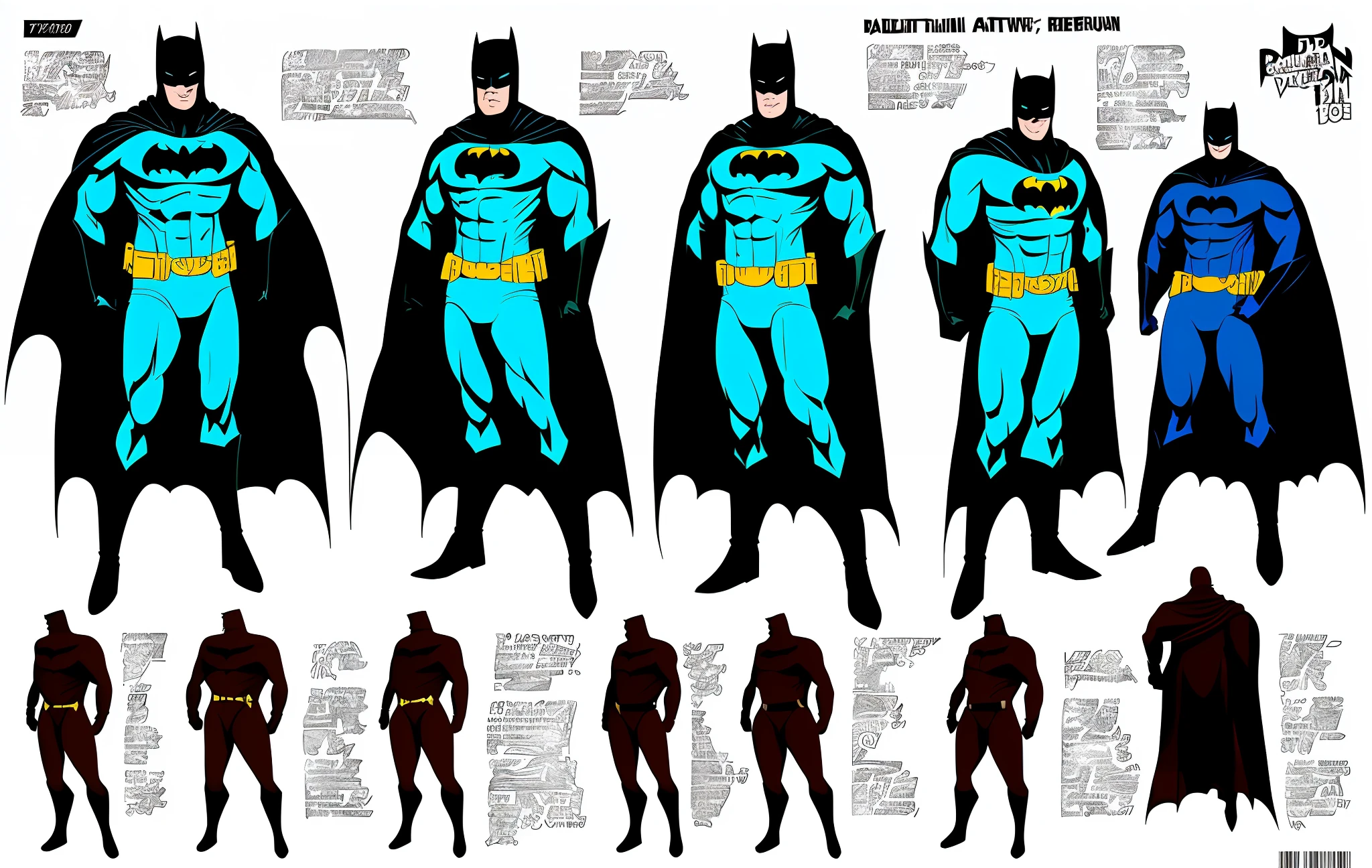 evil Batman,concetp art,databook,costume description and powers,((databook))