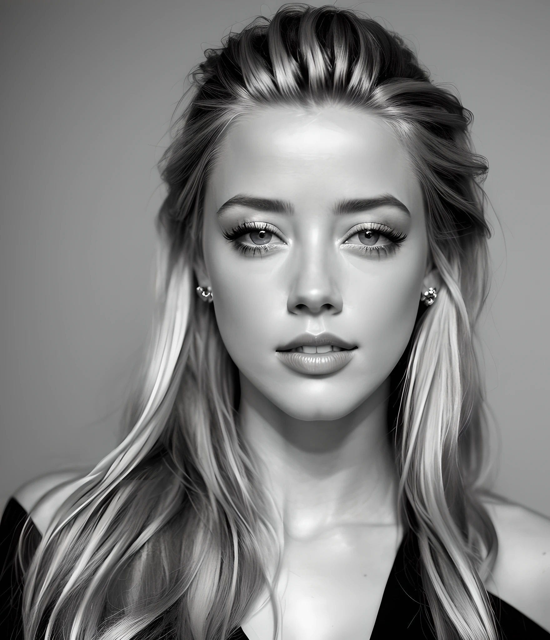 fashion model 25 years old, Amber Heard , [[[[closeup]]]], [[[[chest]]]], [[[[neck]]]], [[[[shoulders]]]], perfect eyes, perfect iris, perfect lips, perfect teeth, perfect skin, soft front light, glow, HDR, (muted colors:1.2)