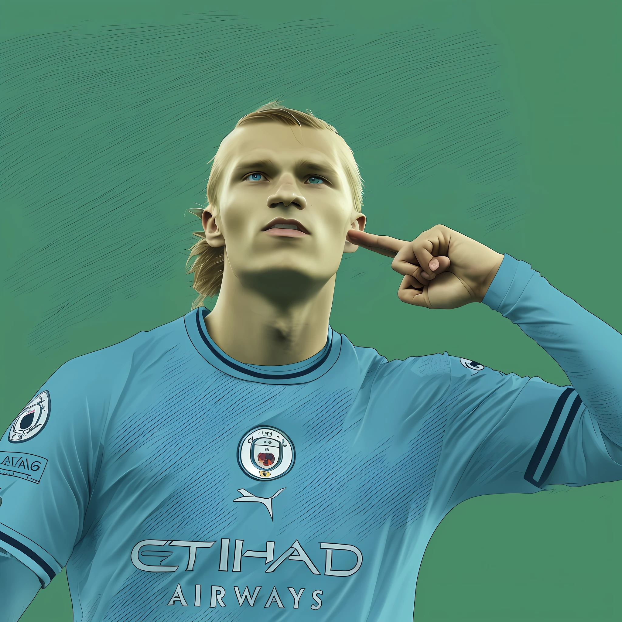 Man with Manchester city shirt football player erling haaland 8k anime