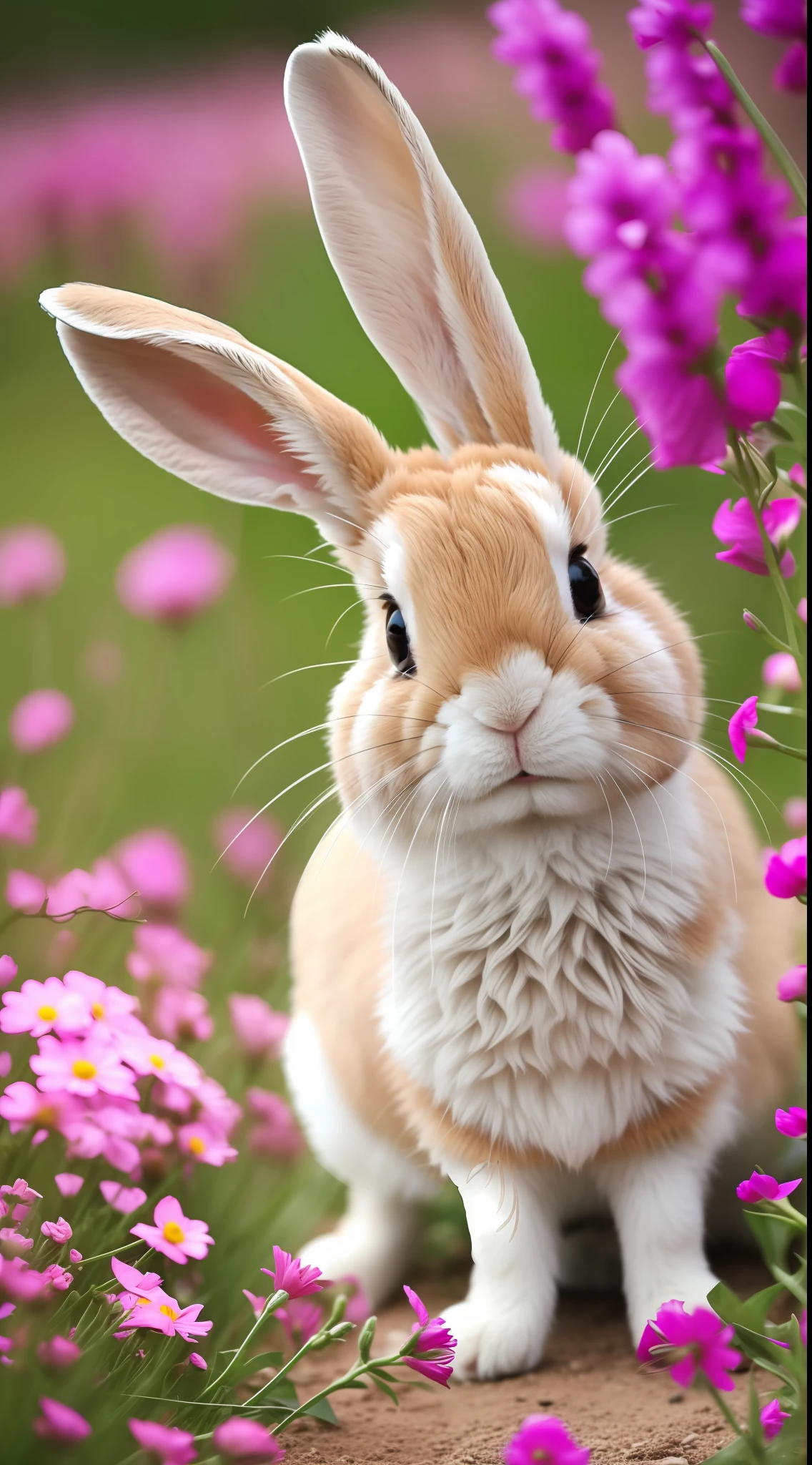 Photo of cute rabbit in flowers --auto --s2