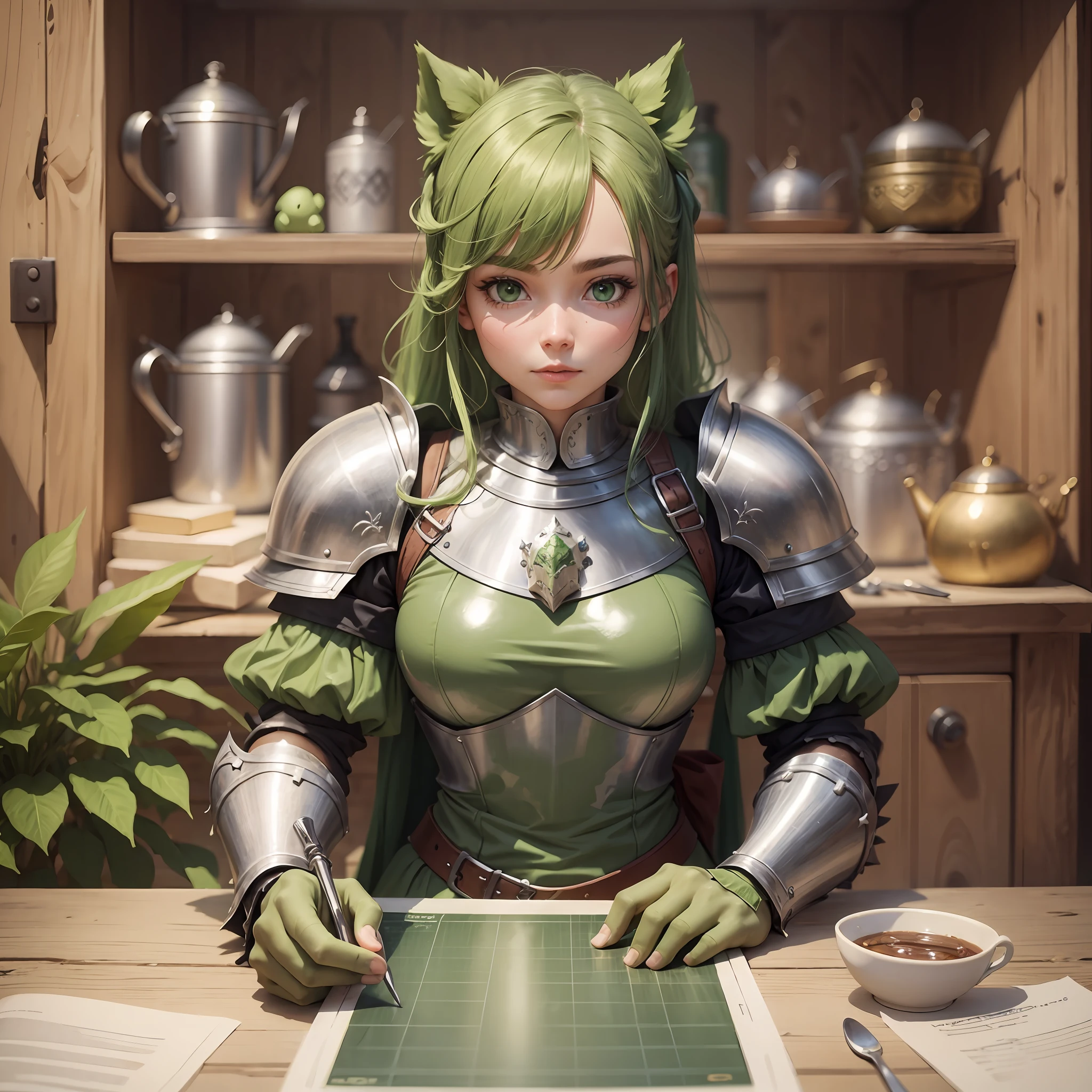 Green pig, humanized, medieval armor --auto --s2