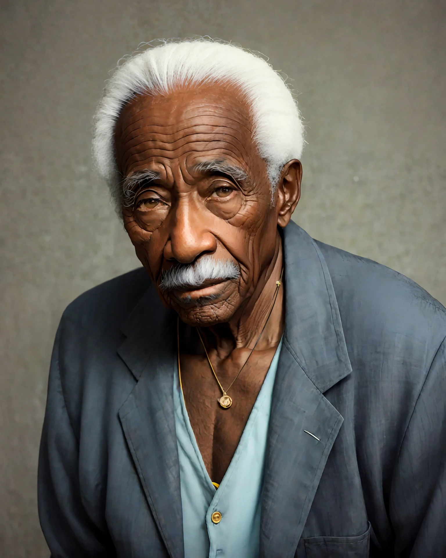 90-year-old black man with very black and hyperrealistic skin tone, kodak camera quality