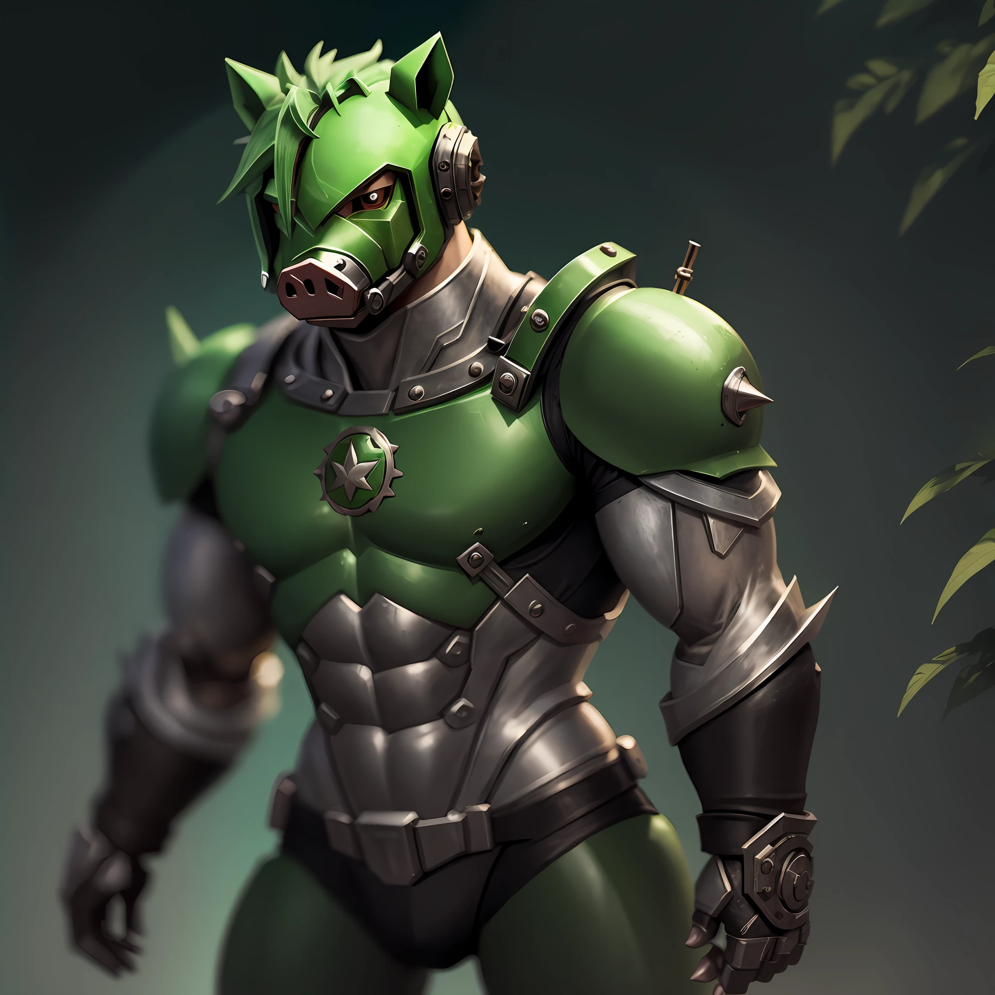 Green pig, humanized, male, metal parts --auto --s2