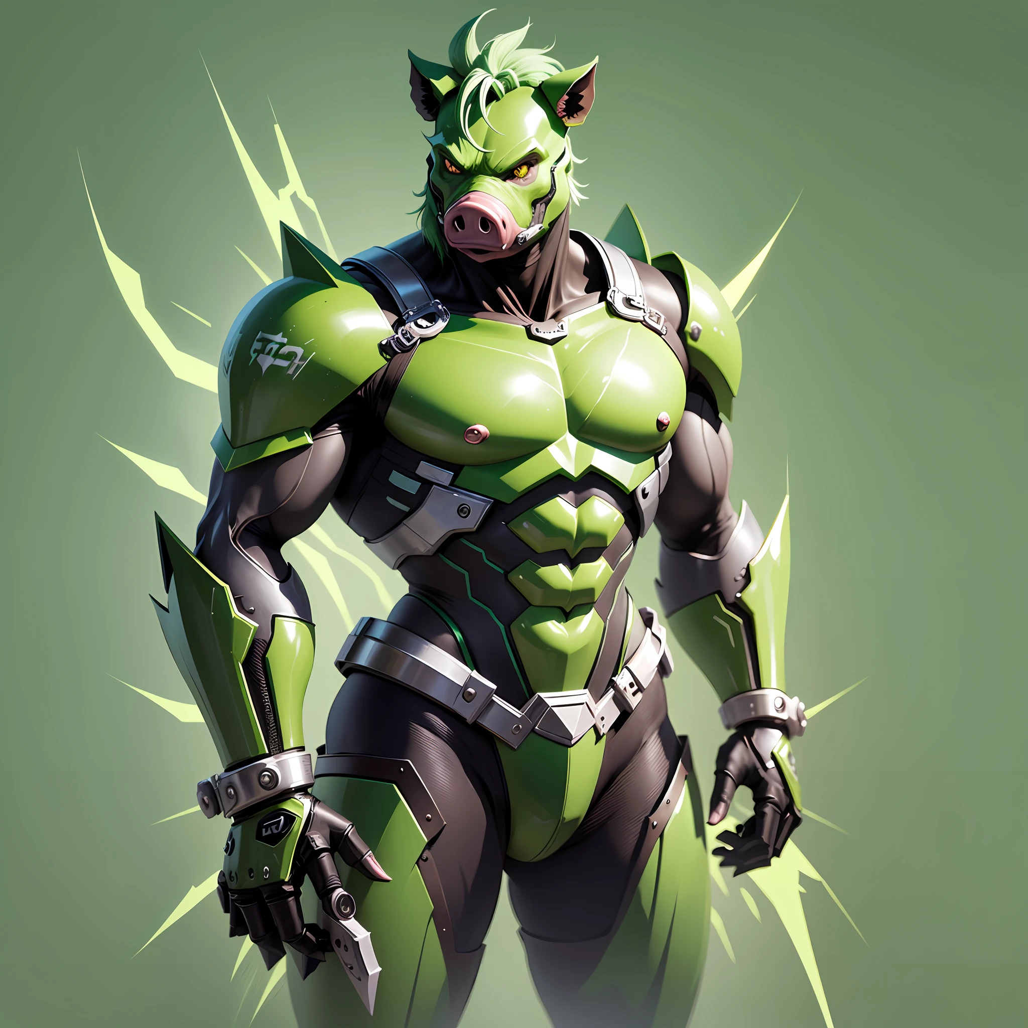 Green pig, humanized, male, metal parts --auto --s2
