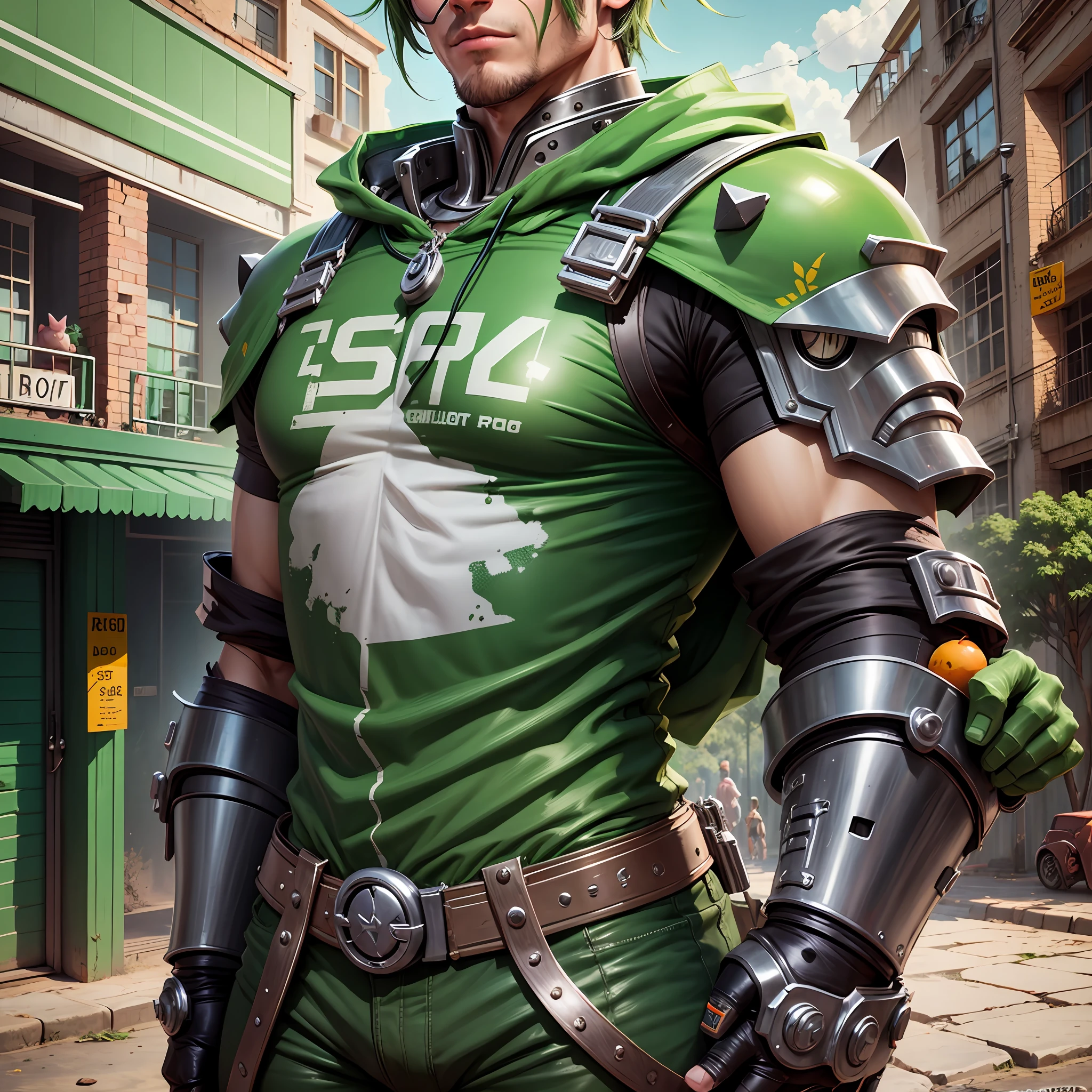 Green pig, humanized, male, metal parts --auto --s2