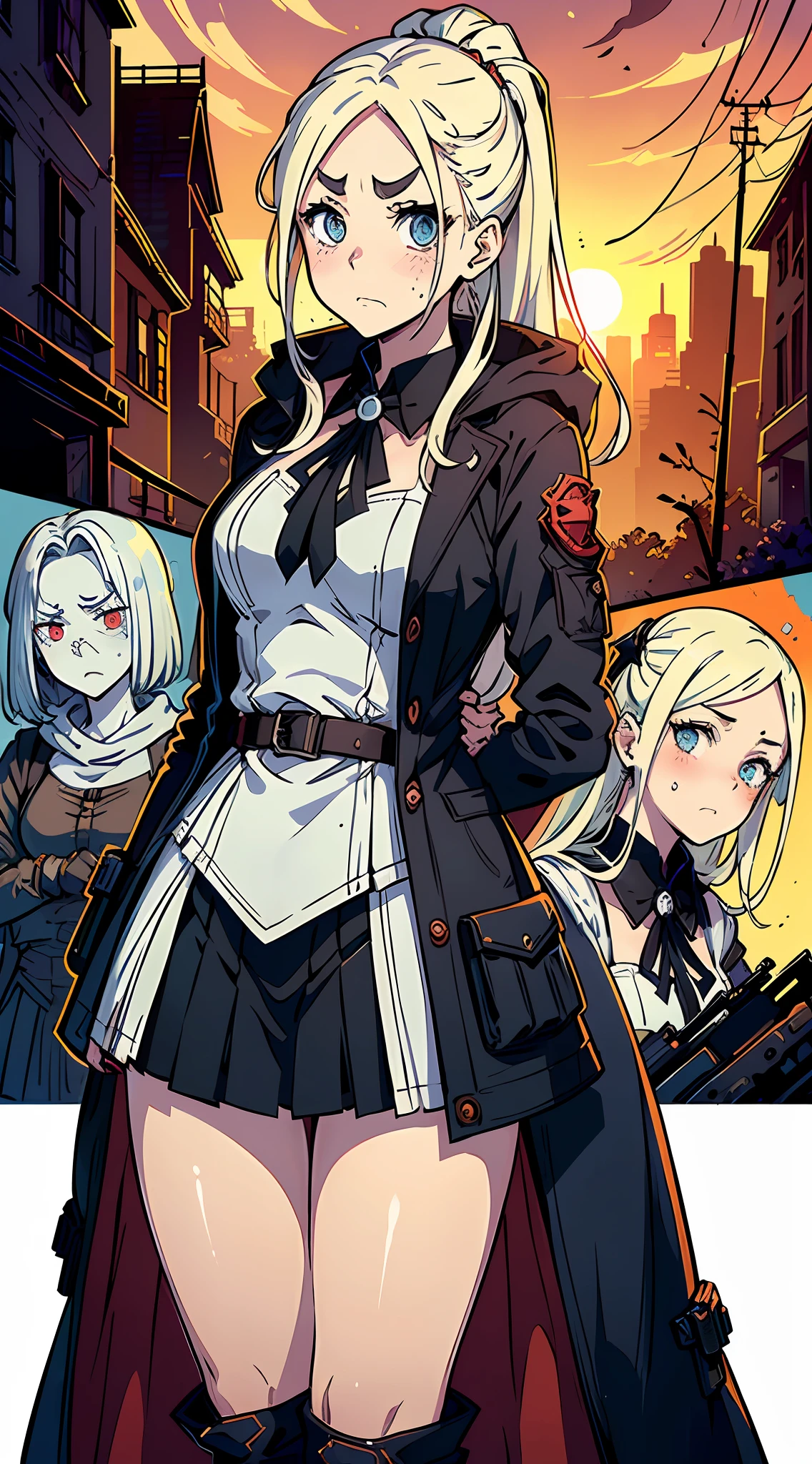((masterpiece))), (((best quality))), ((ultra-detailed)), ((highly detailed CG illustration)))), ((extremely delicate and beautiful face)),(masked ), cinematic light, absurd clothes, 1 young girl, ( (character sheet)), concept art, ((full height)), (masterpiece: 1.2), (best quality: 1.3), (single background, white background: 1.3),( CHARACTERS OF THE POST-APOCALYPTIC WORLD OF WASTELANDS)))), (( Characters WANDERERS RAIDERS)), ( MAD MAX concepts))))), (( beautiful face)), (( quality face)), (((beautiful anime eyes of characters))) , ( high-quality anime eyes of characters), (((high-quality anime pupils)), (beautiful anime pupils)), (( beautiful shape of anime eyes)), (( beautiful shape of anime pupils)), (( all faces with anime eyes)), ( simple anime eyes of characters)))), (bare skirt),(( very erotic pose))) , (( post-apocalyptic wastelands)))) frenzied, bright hair, old clothes atmosphere of the post-apocalyptic world, (((( extremely embarrassed face))), (( covers the body)) , ((( extremely embarrassed face))),(surprised eyebrows),(sad eyebrows),(evil eyebrows),( character of the post-apocalypse world)))))( maximum torn clothes ), ( the universe of the post-apocalyptic world) ,((excited face)))), ((comic)),((background in school)))),(((witch costumes)))