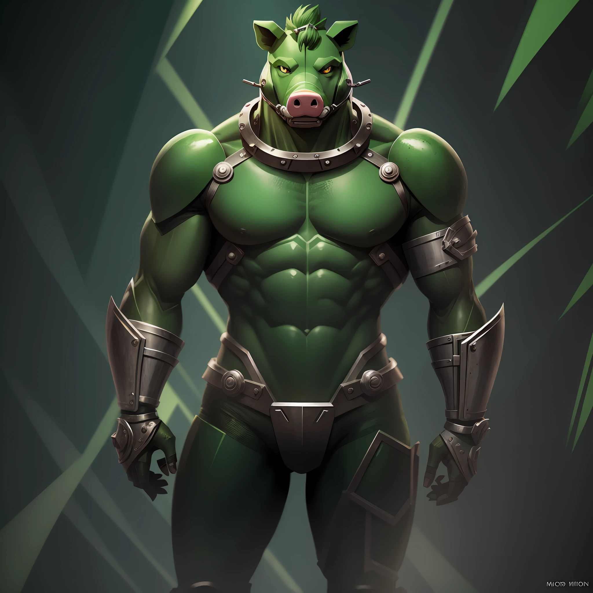 Green pig, humanized, male, metal parts --auto --s2