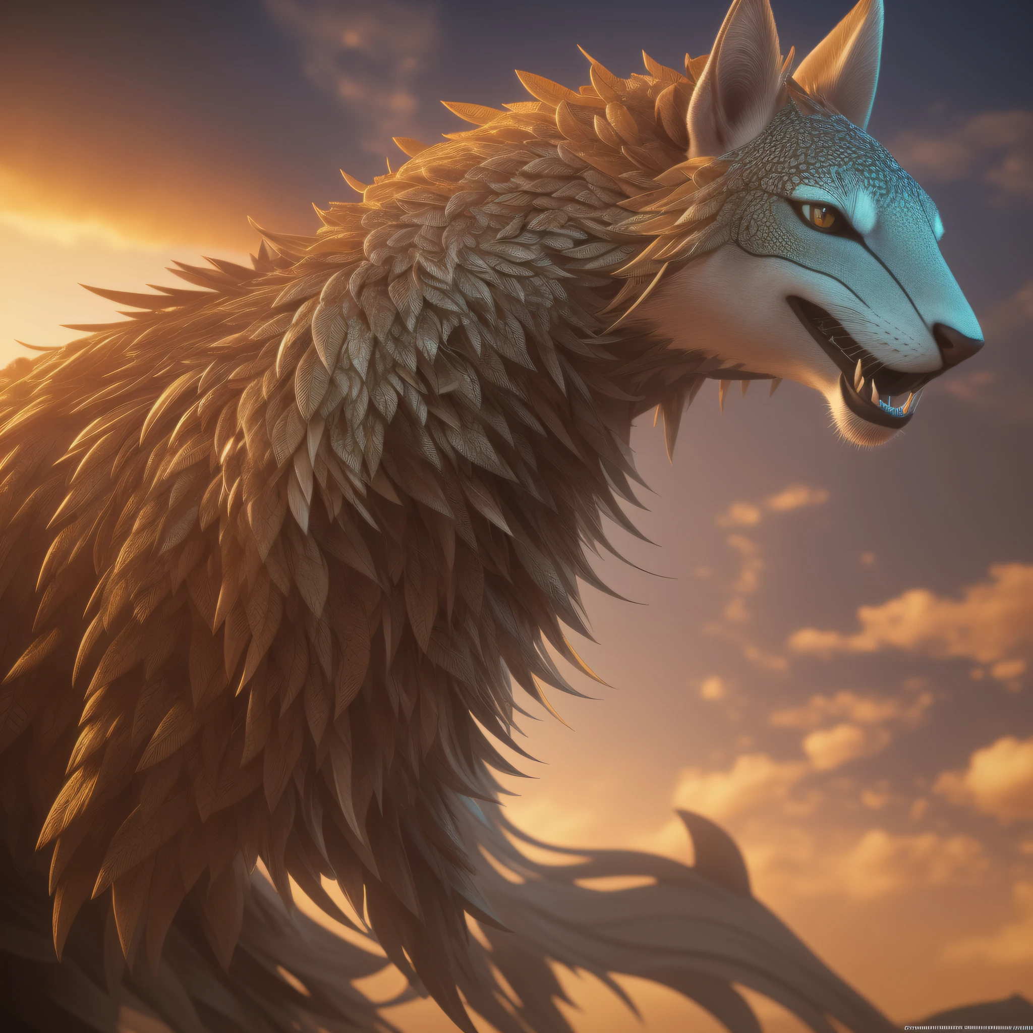 Living planet with animals and plants, macro, full frame, close-up, high-quality textures, cinematic 4D rendering, high-quality textures, rich 3D rendering, FXAA, natural background, concept art, rich bright colors, ambient lighting, dynamic lighting, atmospheric and cinematic lighting, intricate details, sunset clouds with sunlight!!!!, octa-based render in Maya and Houdini VFX, light and shadow effects, intricate, high detailing, digital painting, art station, concept art, smooth, clear focus, illustration