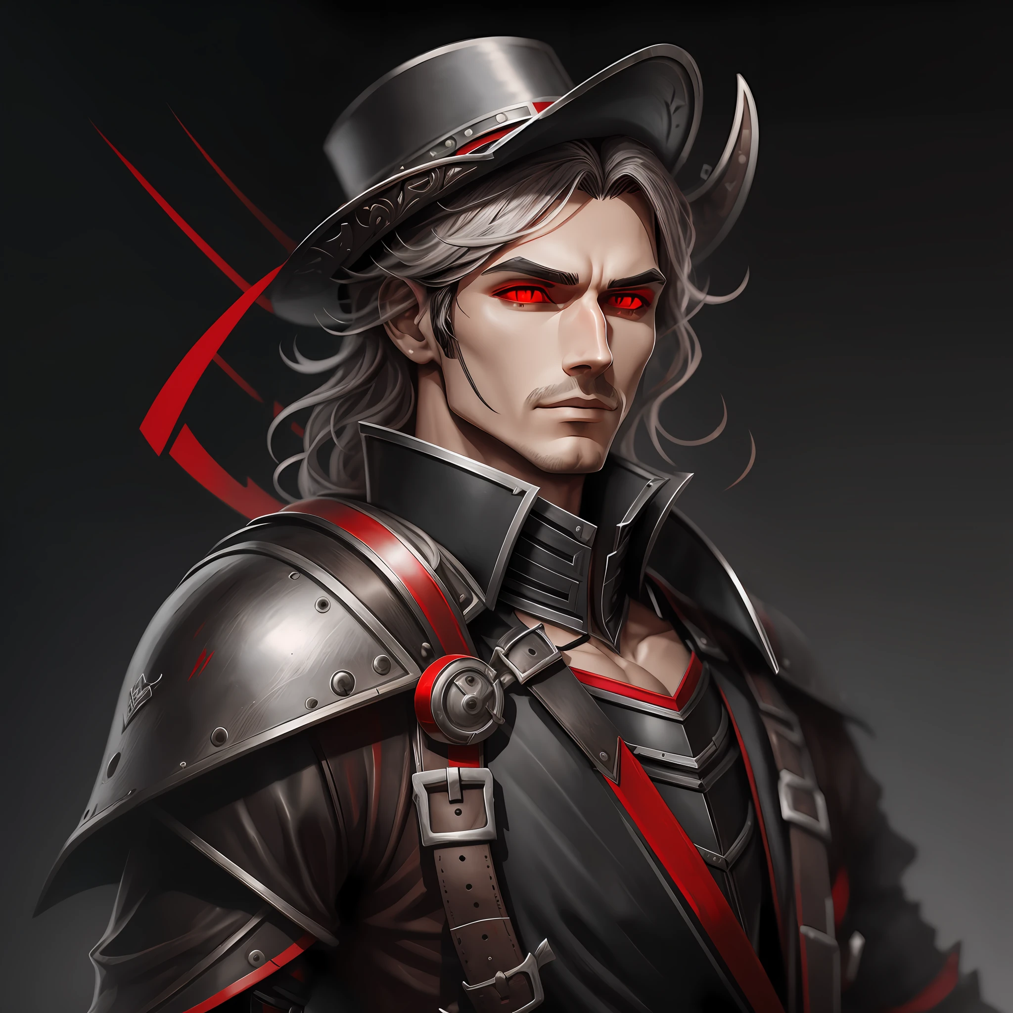 Corinthian musketeer, male, metal parts, black and red clothing