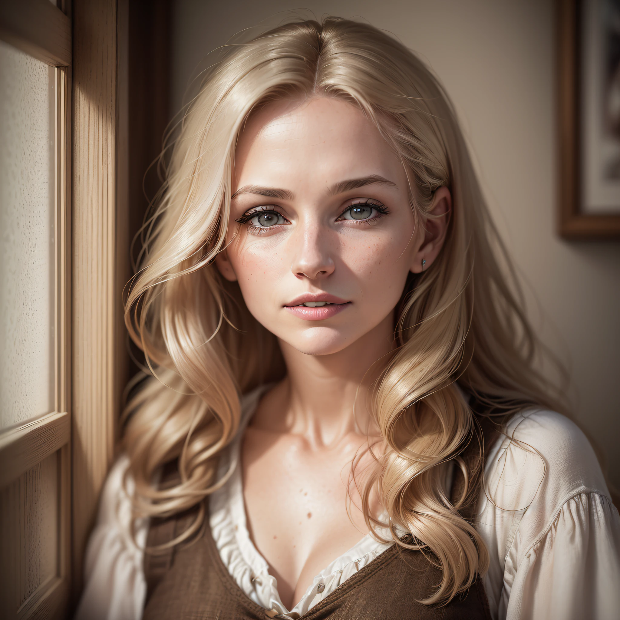 A portrait photograph of a beautiful (((25 years)) woman, closap, award-winning photo, best quality, portrait by Annie Leibovitz, Canon 5D Mark II, film, professional photography, (rich colors:1.1), hyper realistic, realistic texture, (natural lighting: 1.1), (Canon EF 85mm f/1.4L IS USM) --auto --s2