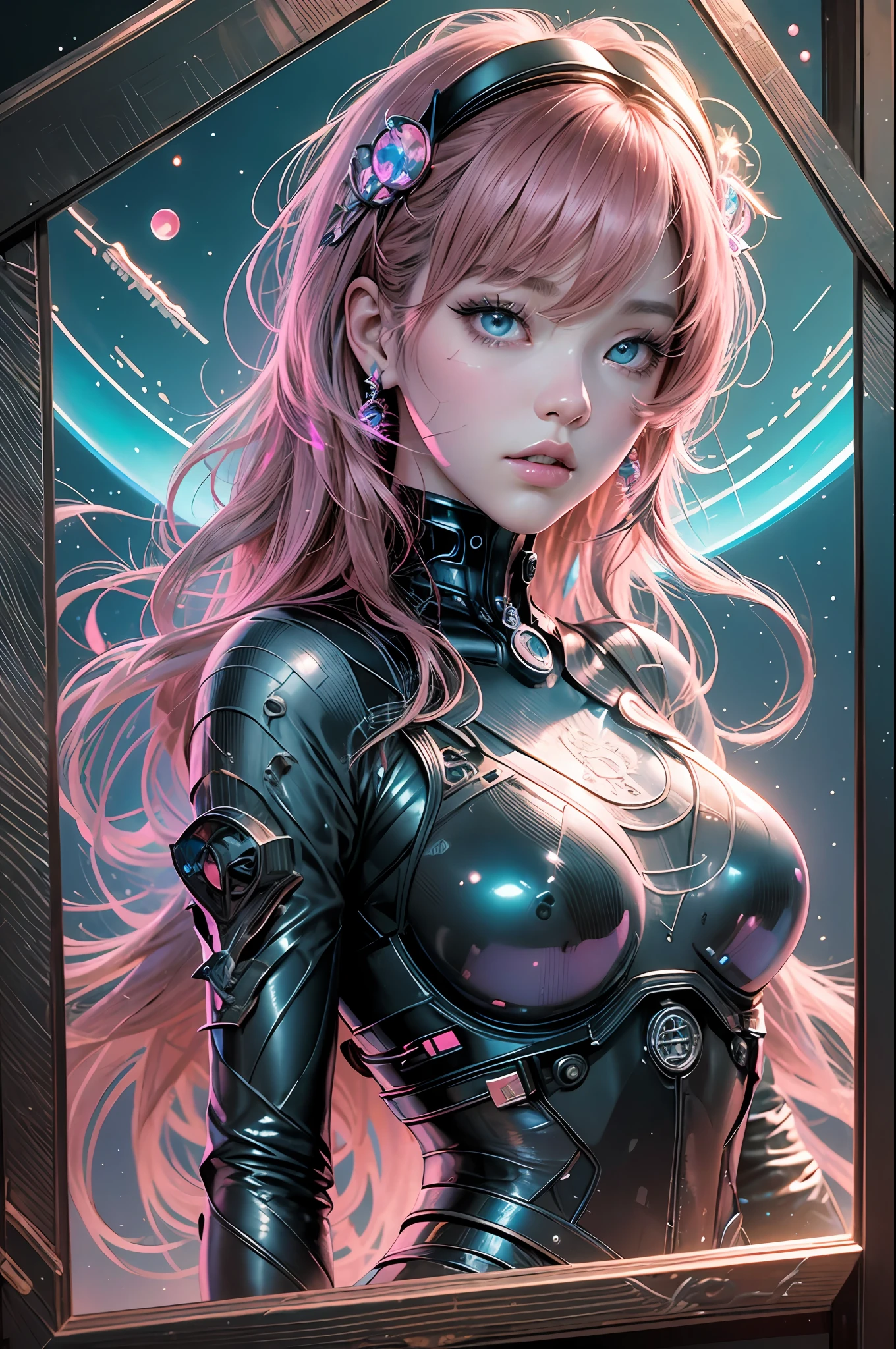 realistic masterpiece illustration of Rosé Blackpink, voluptuous body, neon genesis evangelion pilot, beautiful face, cute face, sunlight, cinematic light, bangs, a beautiful woman, dynamic pose, beautiful eyes, perfect eyes, perfect anatomy, very cute, princess eyes , (hazel eyes) , Ulzzang makeup, (frame the head), Centered image, stylized, black and pink,  bioluminescence, 8 life size,8k Resolution, human hands, elegant, approaching perfection, dynamic, highly detailed, character sheet, smooth, symmetrical and balanced, stunningly beautiful woman, detailed hairstyle, Lisa Blackpink, ChilloutMix, Korean Doll Likeness --auto --s2