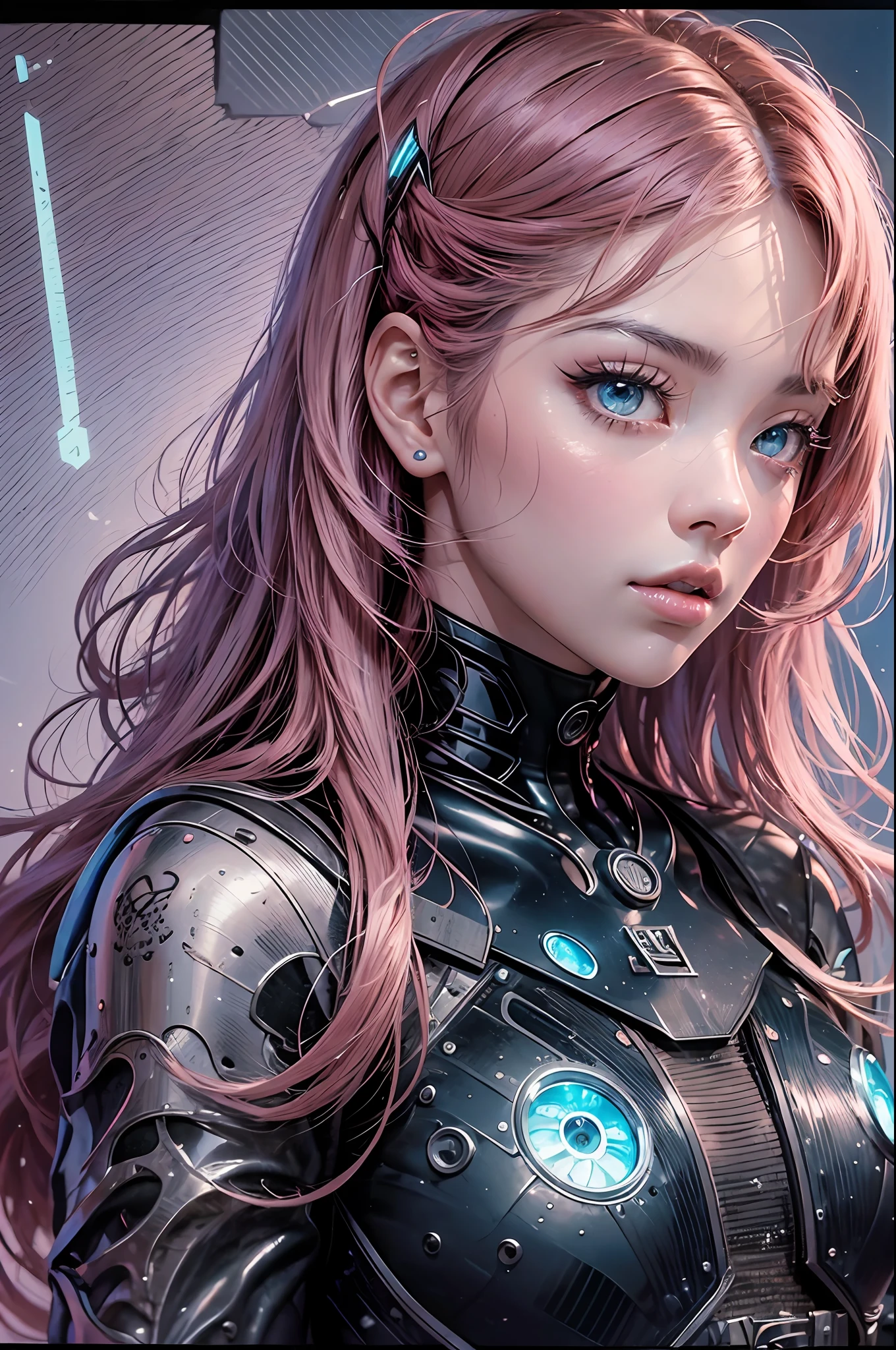 realistic masterpiece illustration of Rosé Blackpink, voluptuous body, neon genesis evangelion pilot, beautiful face, cute face, sunlight, cinematic light, bangs, a beautiful woman, dynamic pose, beautiful eyes, perfect eyes, perfect anatomy, very cute, princess eyes , (hazel eyes) , Ulzzang makeup, (frame the head), Centered image, stylized, black and pink,  bioluminescence, 8 life size,8k Resolution, human hands, elegant, approaching perfection, dynamic, highly detailed, character sheet, smooth, symmetrical and balanced, stunningly beautiful woman, detailed hairstyle, Lisa Blackpink, ChilloutMix, Korean Doll Likeness --auto --s2