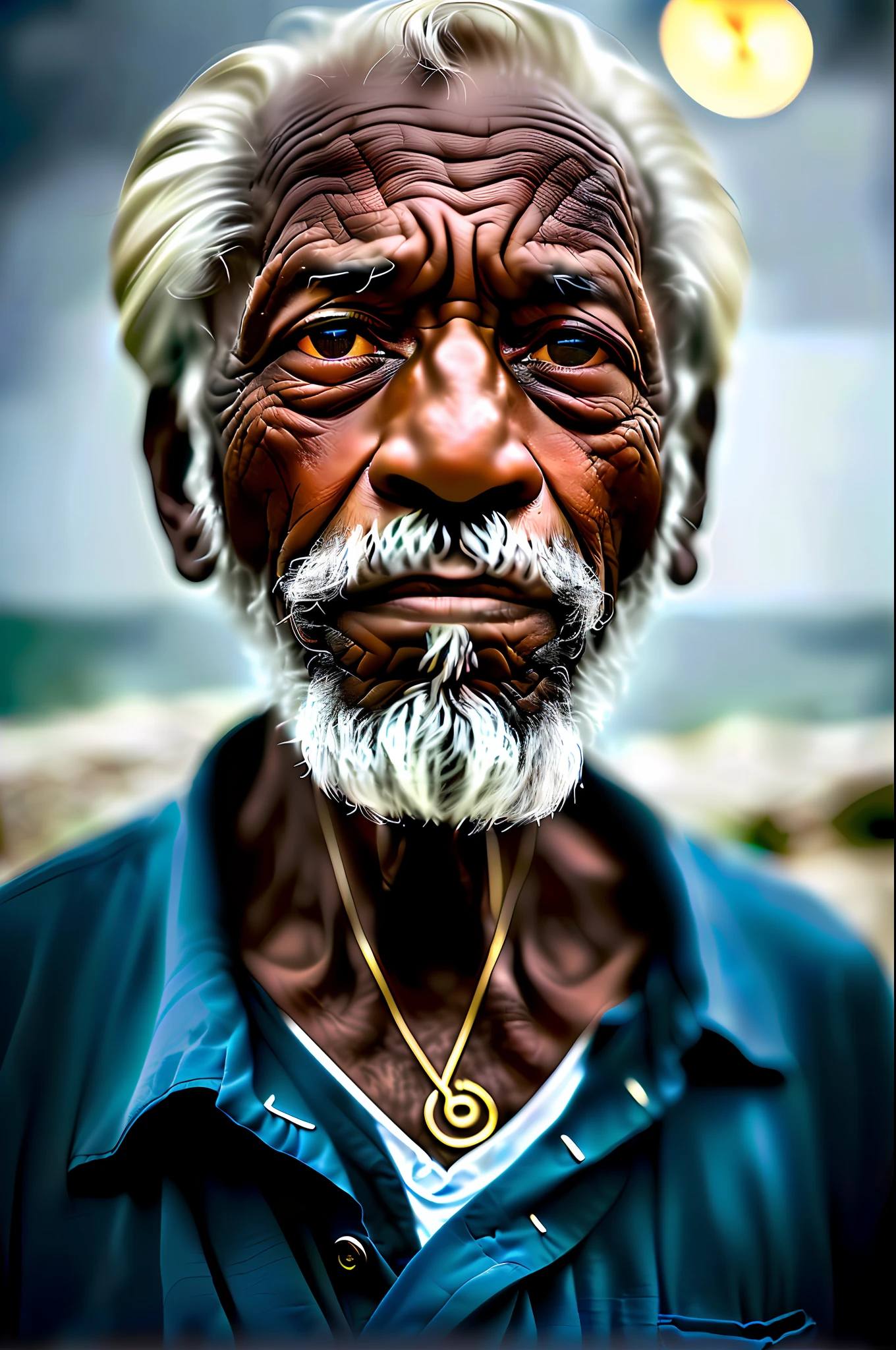 Arafed man with a beard, old black man portrait, 4k color photography portrait, stunning portrait, ultra detailed portrait, sharp front look portrait, dramatic portrait, portrait photo of an old man, dramatic portrait of namenlos, portrait of an old man, close-up portrait photo, face-centered portrait, portrait of a beautiful person