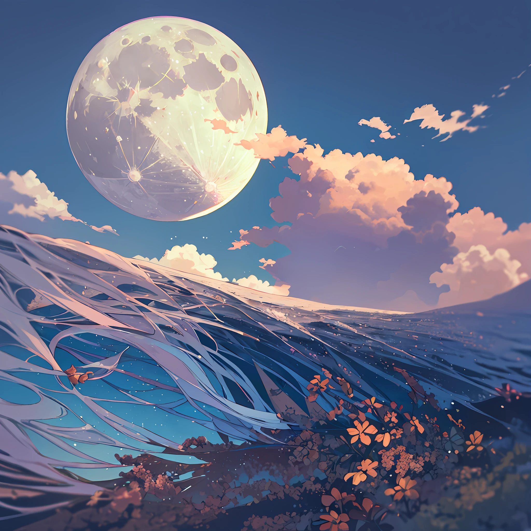 moon, daylight, noon, masterpiece, high detailed, high quality