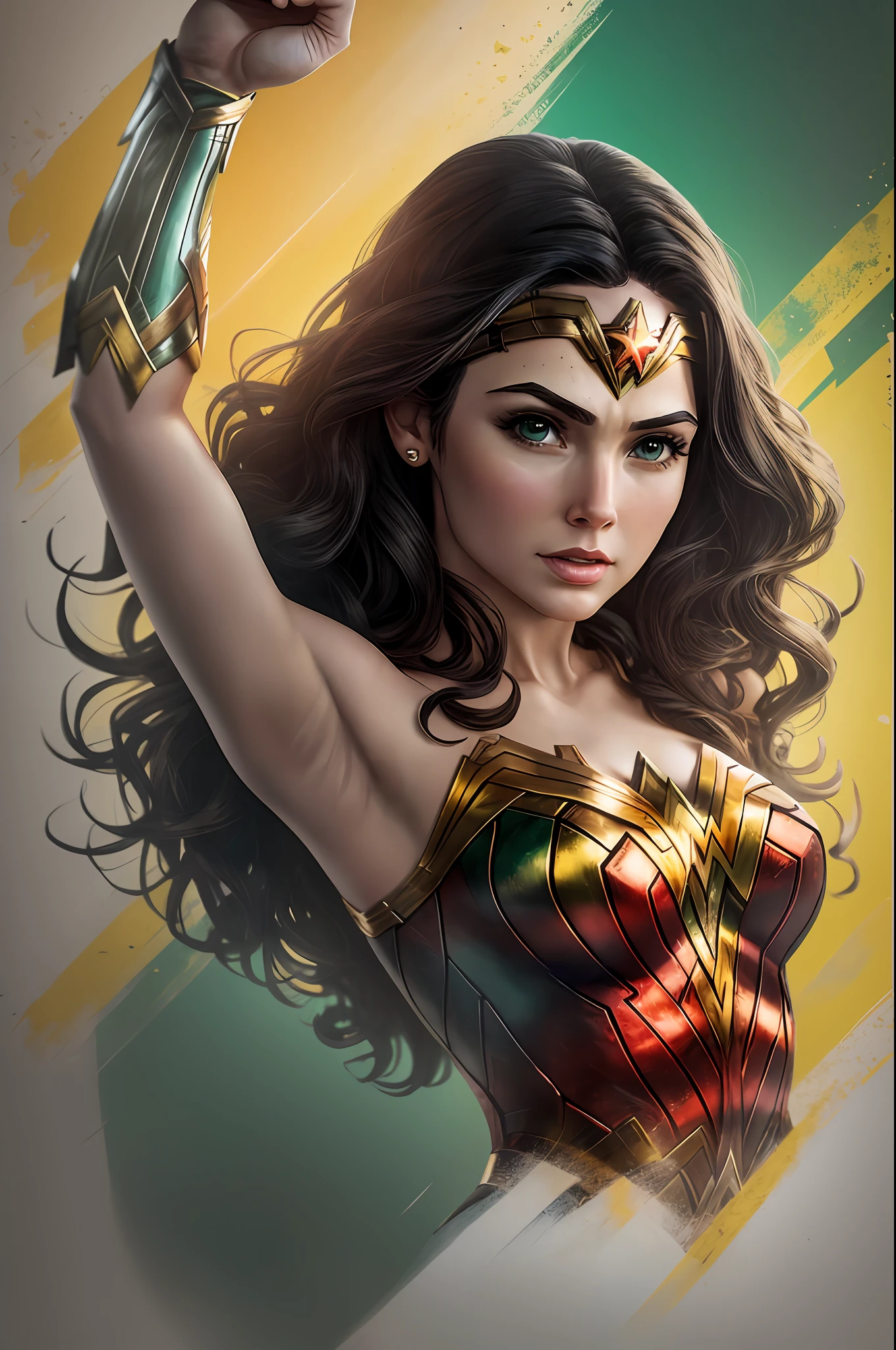 Wonder Woman wearing a costume with the colors green and yellow - --auto --s2