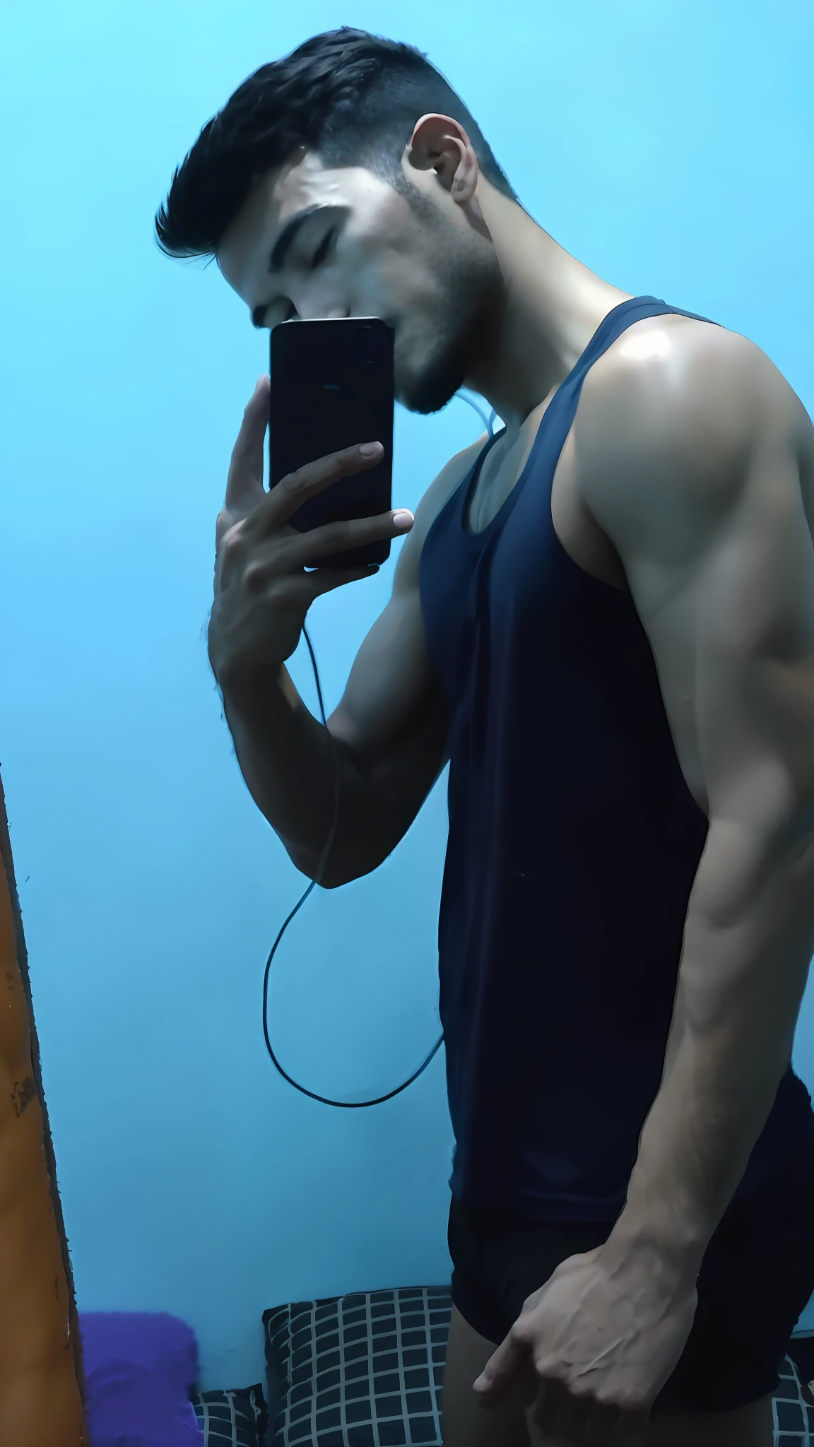 arafed man with short hair and no shirt standing next to a wall, lean man with light tan skin, chiseled abs, sweaty abs, shirtless, beautiful handsome body, attractive body, model with attractive body, strong masculine features, with abs, handsome male, prefect body, fitness model, sexy masculine