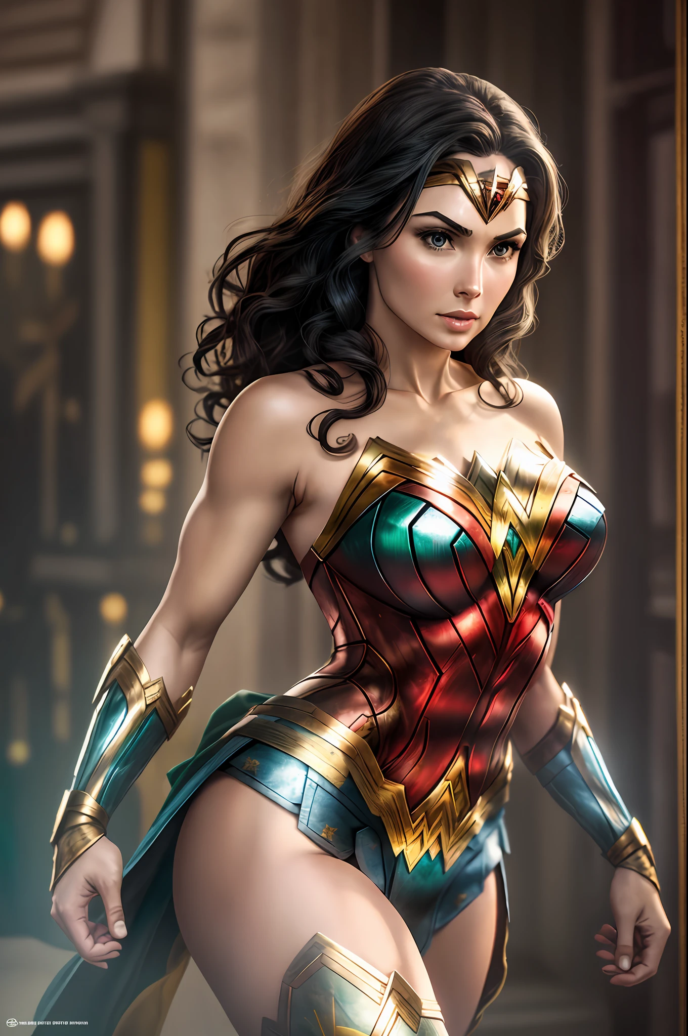 Wonder Woman wearing a costume with the colors green and yellow - --auto --s2