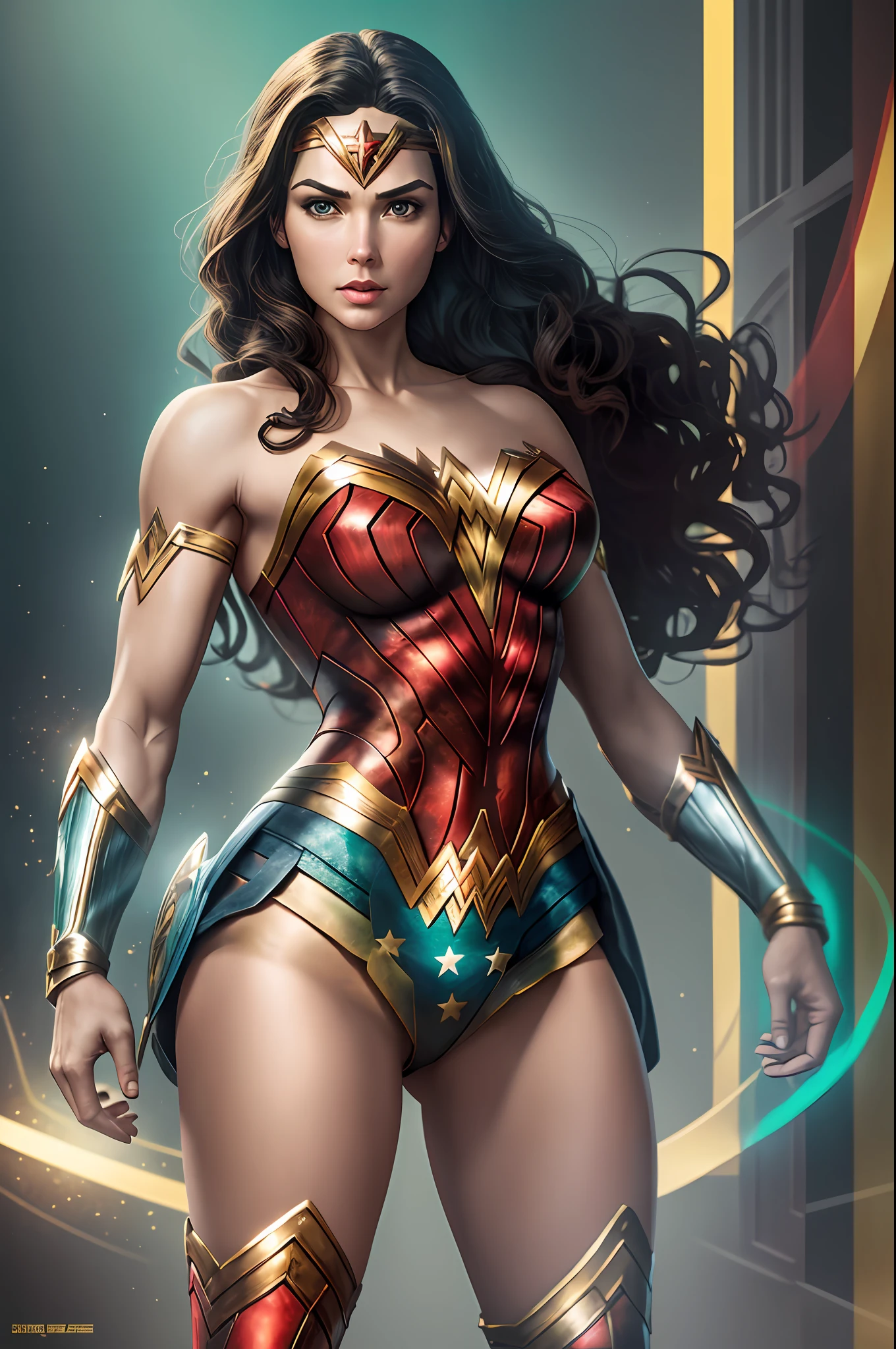 Wonder Woman wearing a costume with the colors green and yellow - --auto --s2