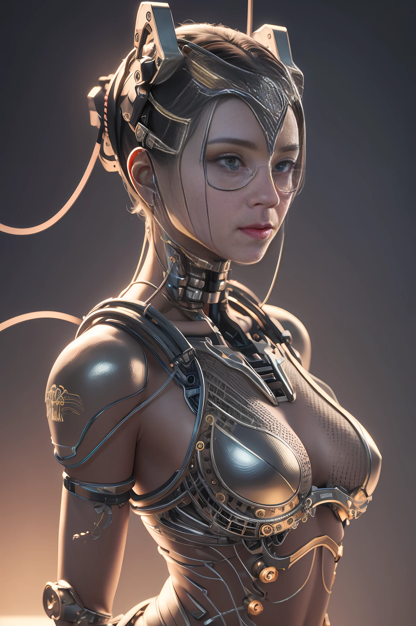 1mechanical girl,((ultra realistic details)), portrait, global illumination, shadows, octane render, 8k, ultra sharp,metal,intricate, ornaments detailed, cold colors, egypician detail, highly intricate details, realistic light, trending on cgsociety, glowing eyes, facing camera, neon details, machanical limbs,blood vessels connected to tubes,mechanical vertebra attaching to back,mechanical cervial attaching to neck,sitting,wires and cables connecting to head --auto --s2