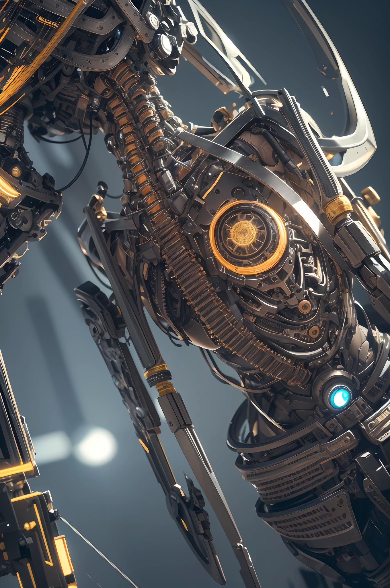 1mechanical girl,((ultra realistic details)), portrait, global illumination, shadows, octane render, 8k, ultra sharp,metal,intricate, ornaments detailed, cold colors, egypician detail, highly intricate details, realistic light, trending on cgsociety, glowing eyes, facing camera, neon details, machanical limbs,blood vessels connected to tubes,mechanical vertebra attaching to back,mechanical cervial attaching to neck,sitting,wires and cables connecting to head --auto --s2