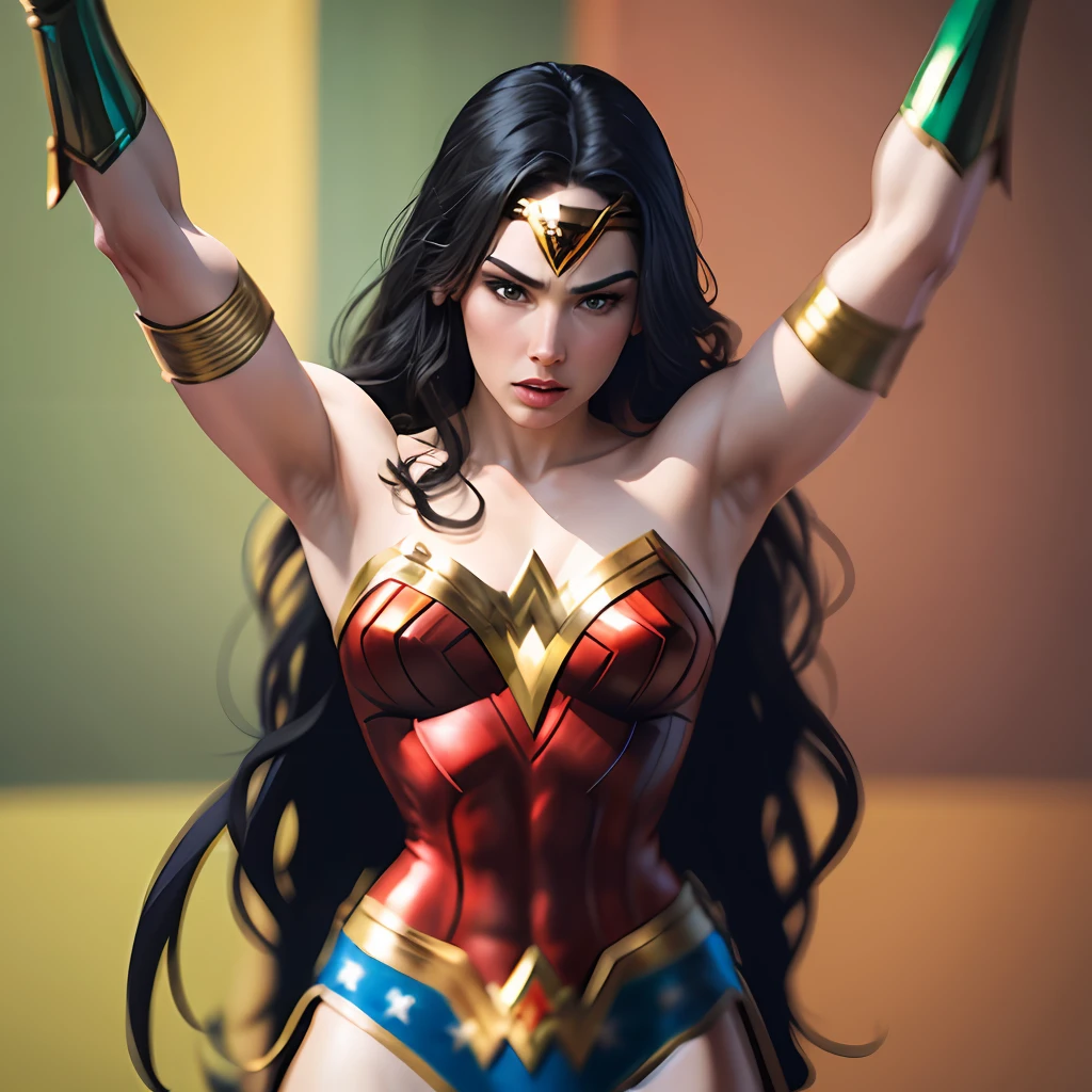 Wonder Woman wearing a costume with the colors green and yellow - --auto --s2