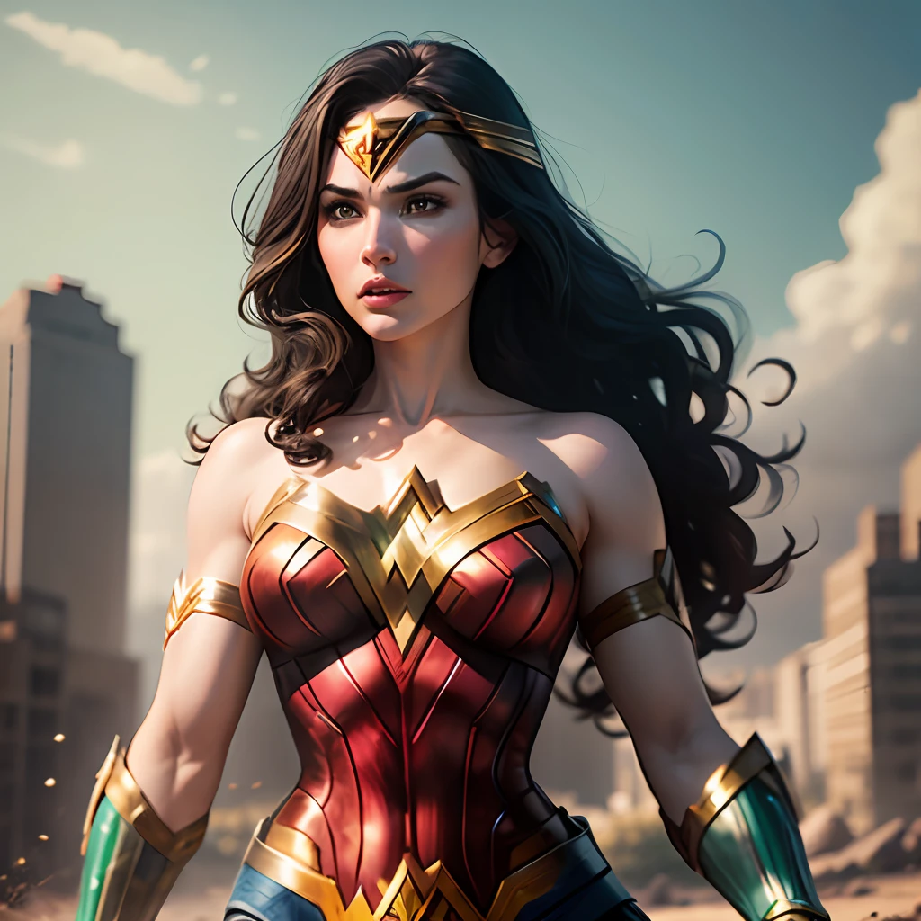 Wonder Woman wearing a costume with the colors green and yellow - --auto --s2
