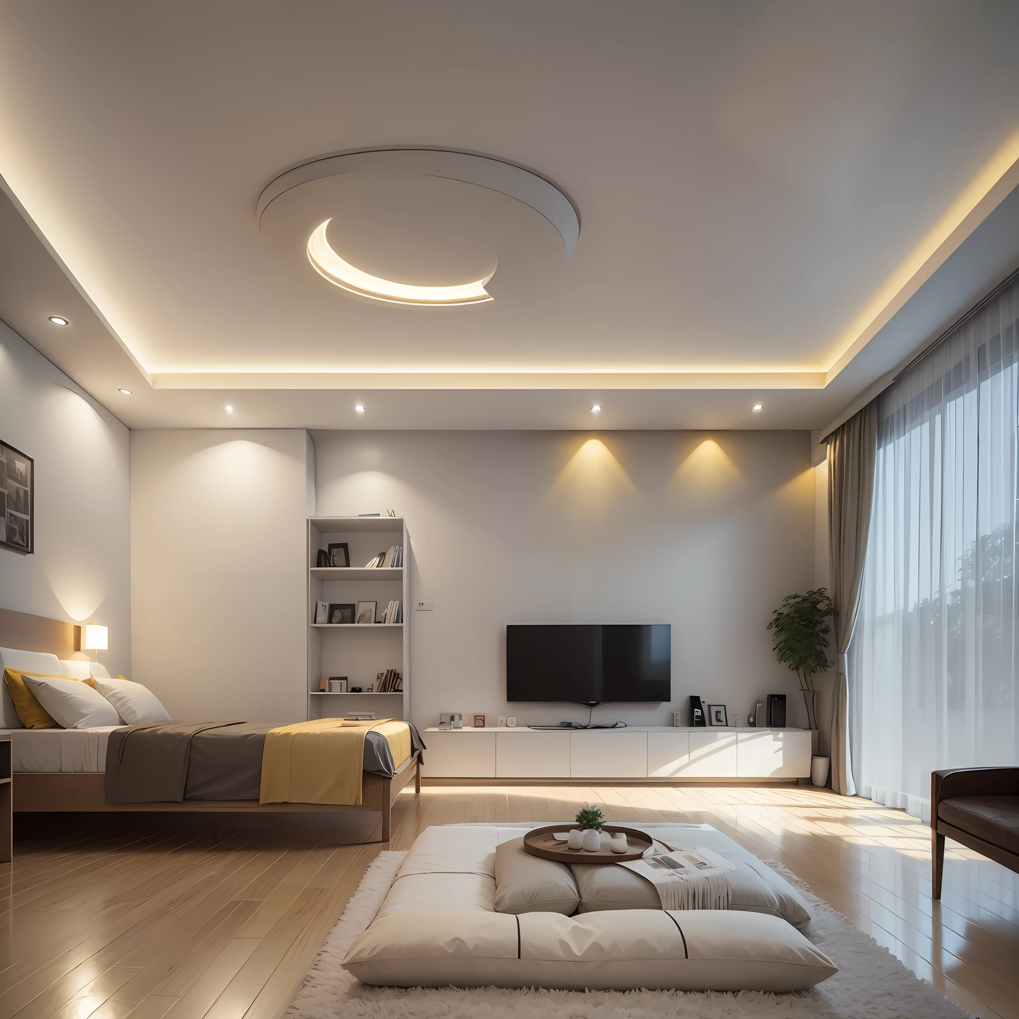 Drywall ceiling in room in Brazil with tabica and led tape --auto --s2