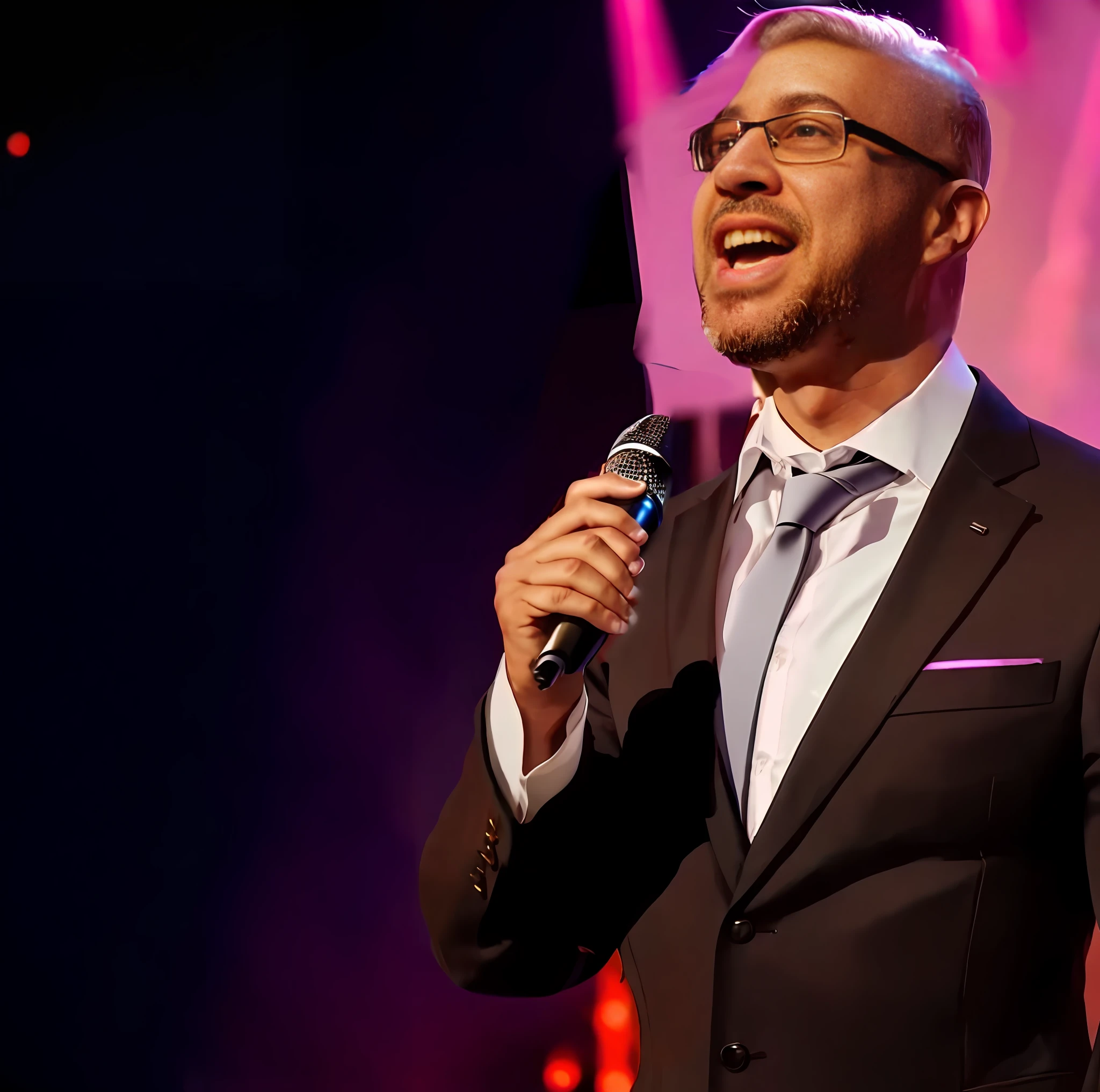 (masterpiece), best quality, highest quality image, singer on a stunning and wide stage, lighting is perfect, vibrant colors, elegant movement, loud applause, positive energy everywhere.