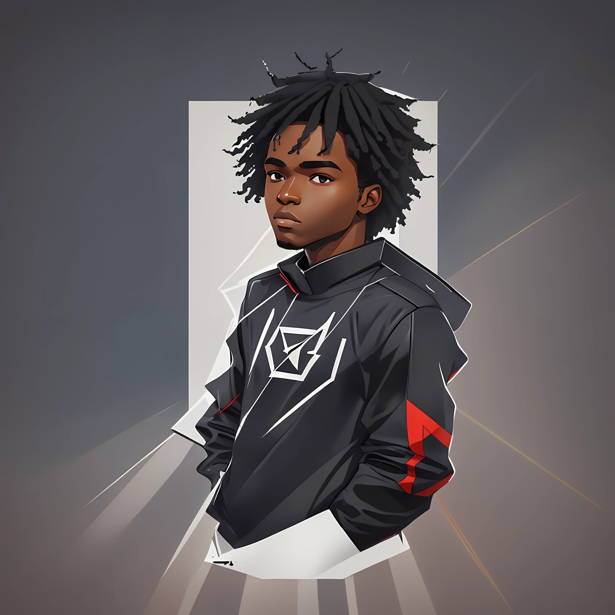 make a logo prara an online store with the name Otaku Sidu, showing a black man, dressed in minimalist style samuray with a hair [ style miles morales] --auto --s2