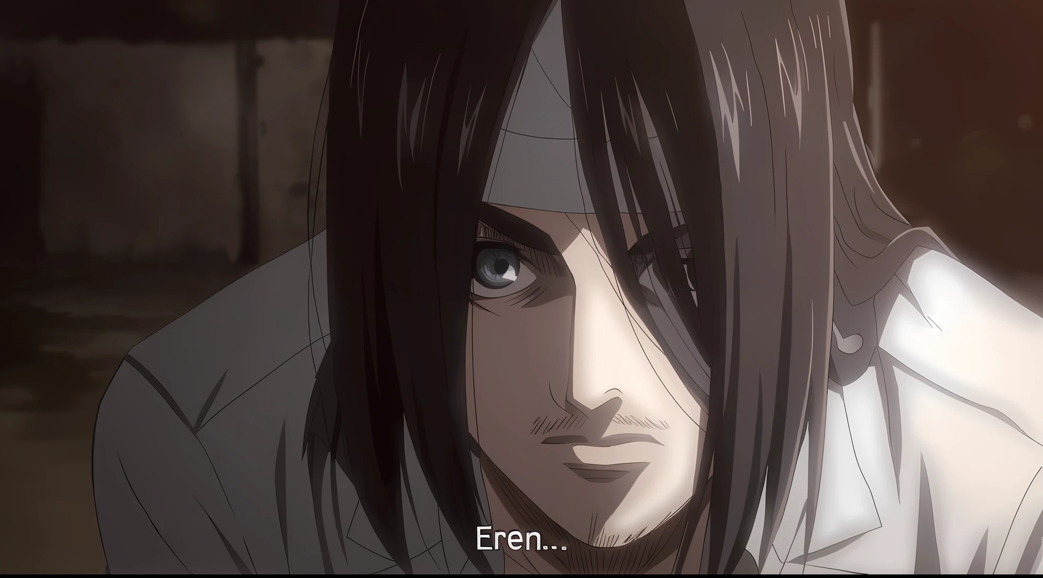 best quality, masterpiece, (realistic: 1.2), 1 man, Eren Jaeger, black jeans, black pants, brown hair, attack on Titan, cold background, black jacket, slim body, high definition, high quality, black clothes