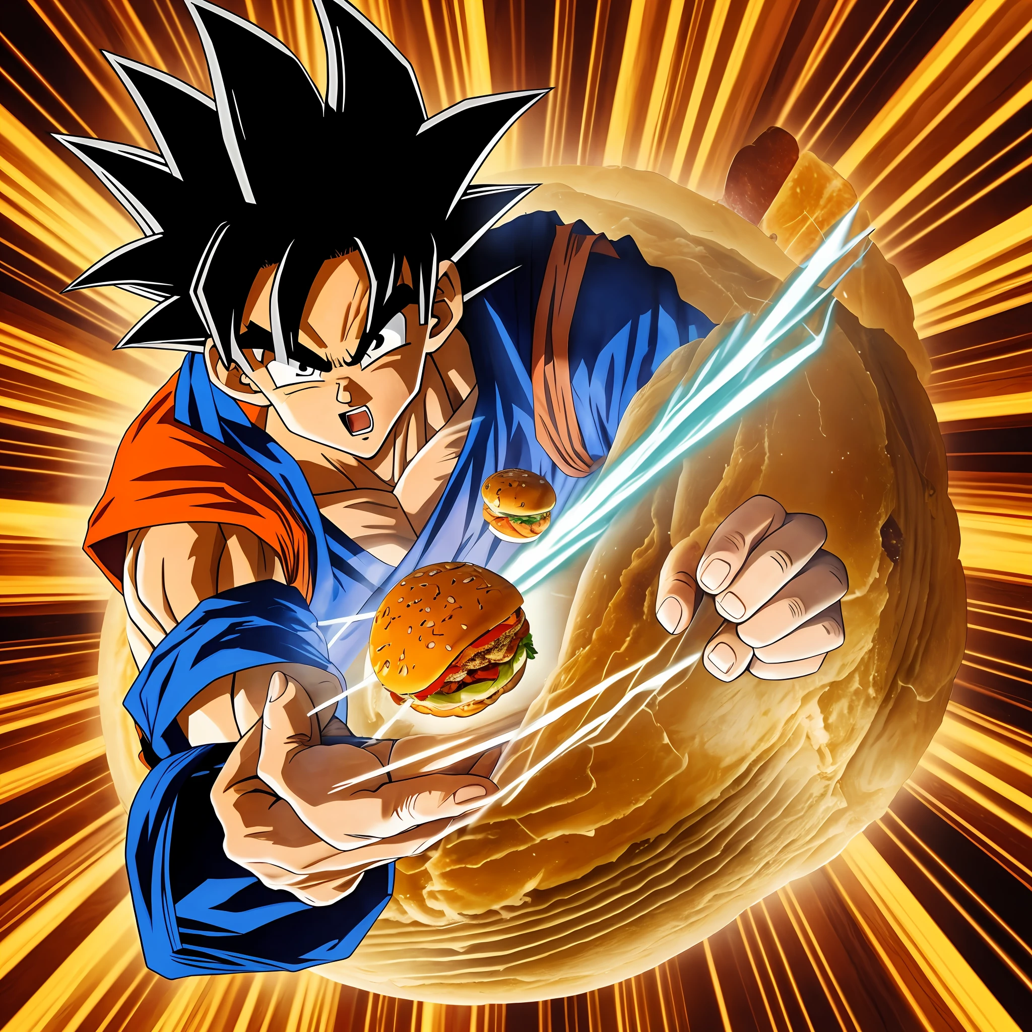 Goku, fight, Make it look like a hamburger, space, --auto --s2