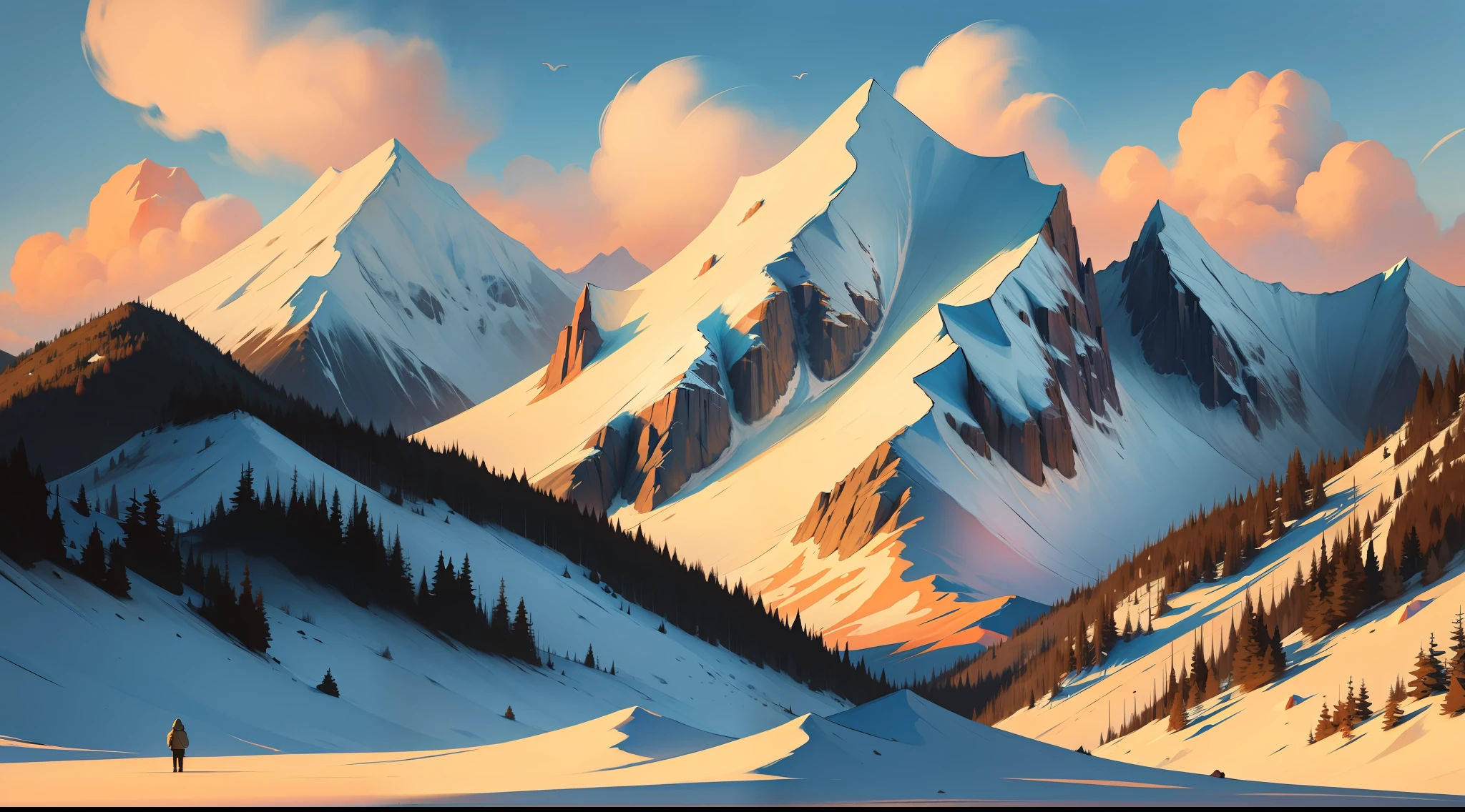 lo-fi style, montains, landscape, animation --auto --s2
