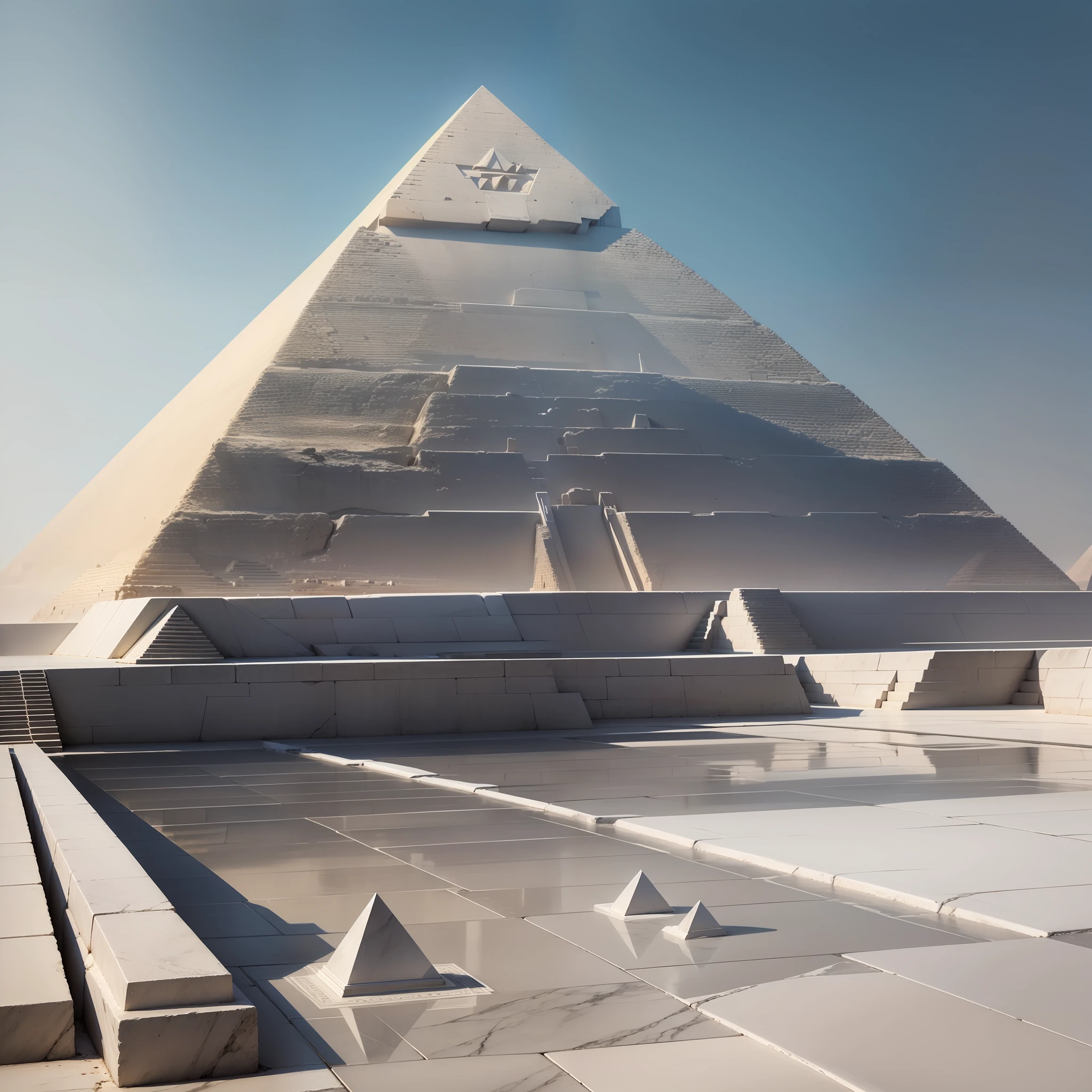 pyramid lined with polished limestone blocks, white and shiny appearance --auto --s2