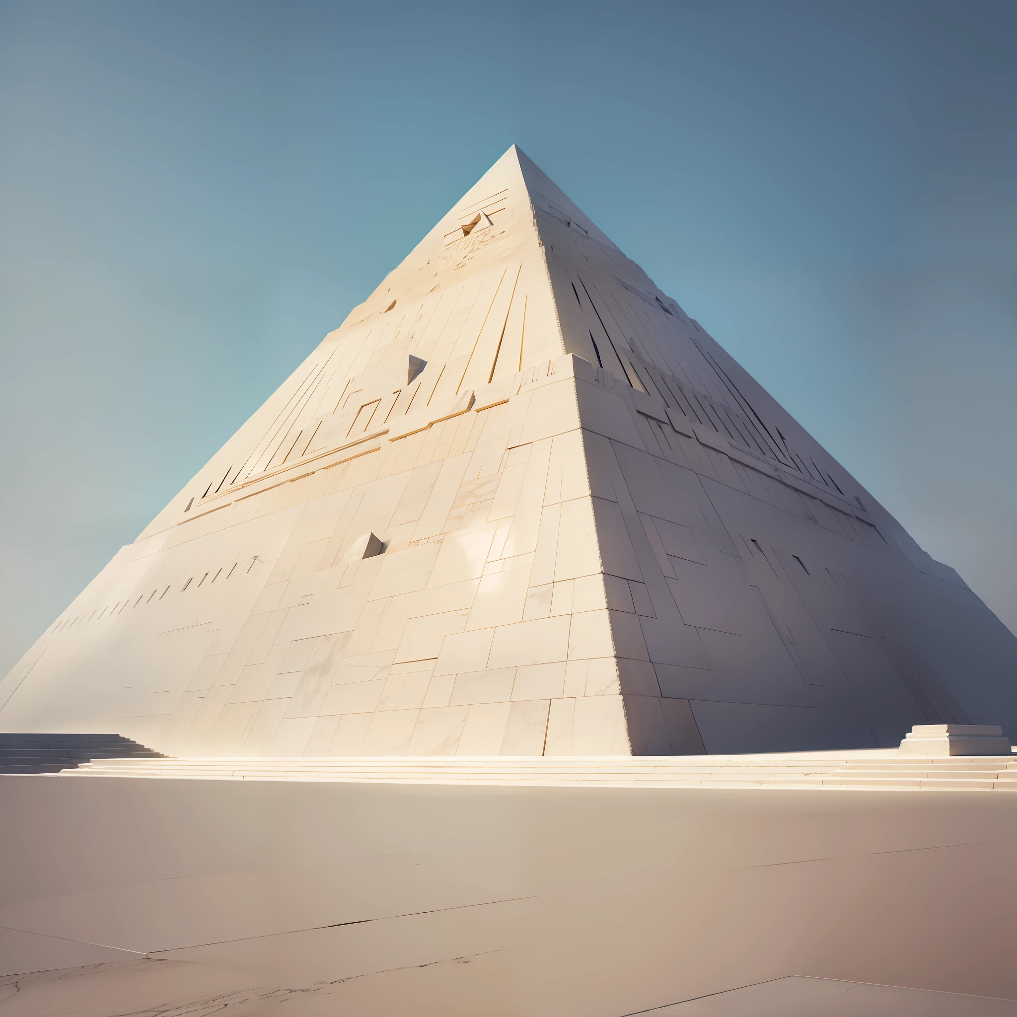 pyramid lined with polished limestone blocks, white and shiny appearance --auto --s2