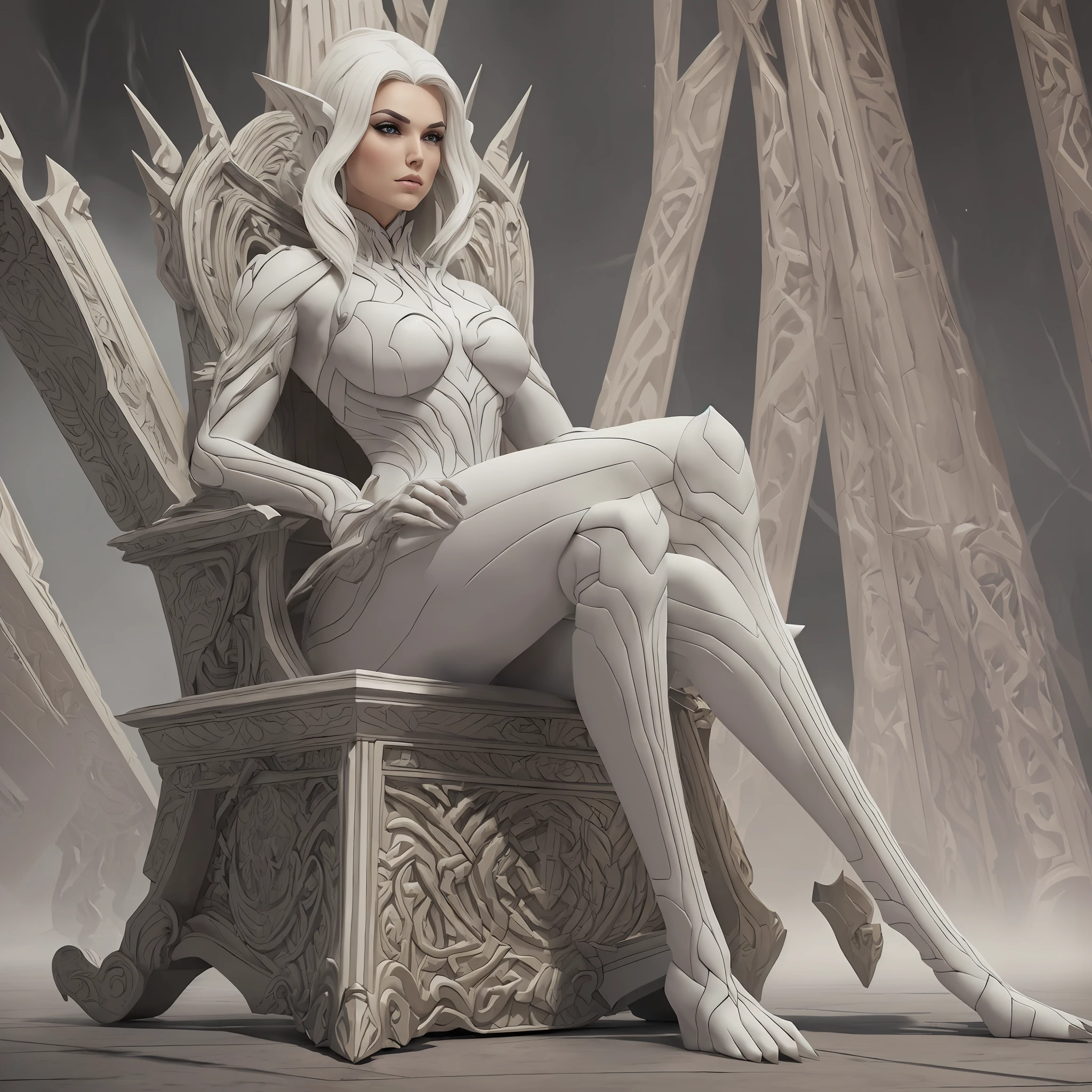 mulher dragão, realista, 8k, storm efects, throne bone, lave round, full body, siting, pernas normais, body normal, arms normal, limbs perfects, perfect face, white hair --auto --s2