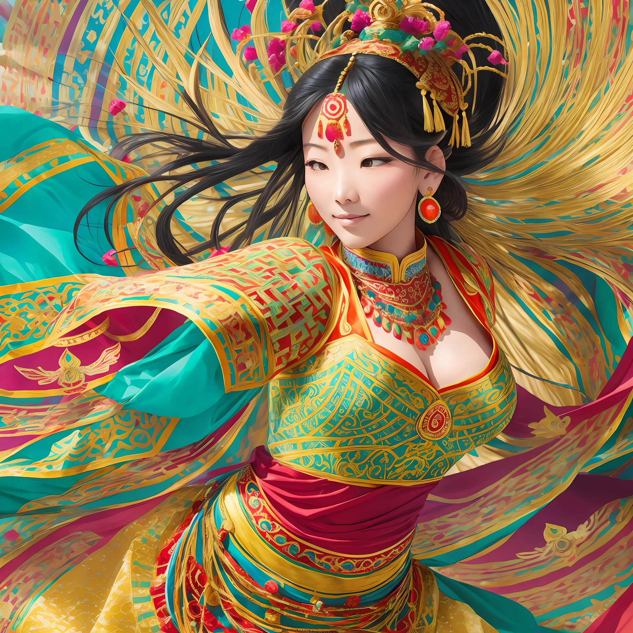 Beautiful Tibetan women gracefully dancing Tibetan dance --auto --s2